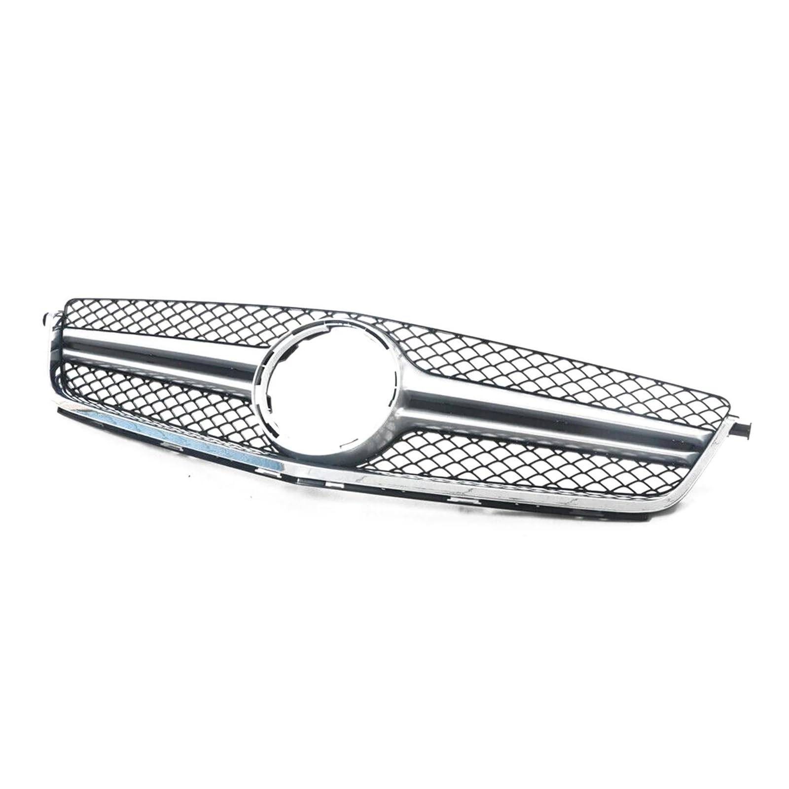 Kühlergrill Kühlergrill Für Benz W204 C63 AMG 2012-2014, Nur Silber/Schwarz, Auto-Abdeckung Für Obere Stoßstange, Ansaughaube, Maschengitter-Grill-Kit Auto Frontgrill(Silber) von Xxiucj