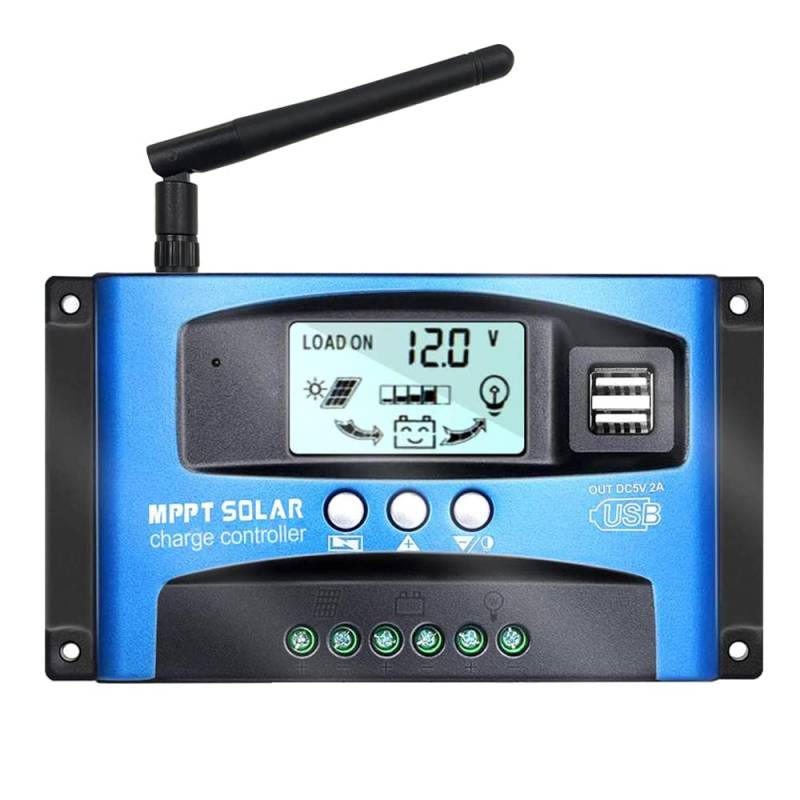 Y&H 100A 12V/24V MPPT Solarladeregler mit LCD-Display, Dual USB und WIFI, Solarmodulregler für Gel- und Lithiumbatterien Modell: BL912-100A-WIFI (Blau) von Y&H