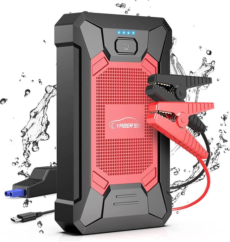 YABER Starthilfe Powerbank, IP66 Wasserdicht, 2000A Spitzstrom Tragbare Auto Starthilfe mit PKW, 12V Autobatterie Anlasser Starthilfegerät mit LED Taschenlampe, YR200 von YABER