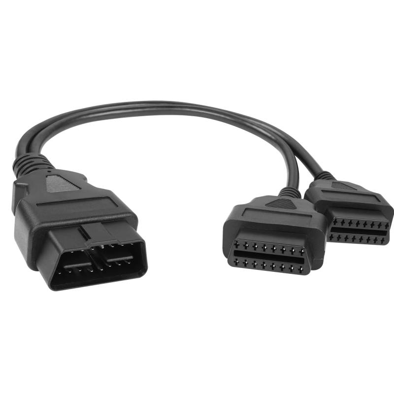 YACSEJAO 16-poliges OBD2-OBDII-Splitter-Y-Kabel, OBDII-Stecker auf Dual-Buchse, Adapter, Auto-Diagnose-Kabel, 31 cm von YACSEJAO