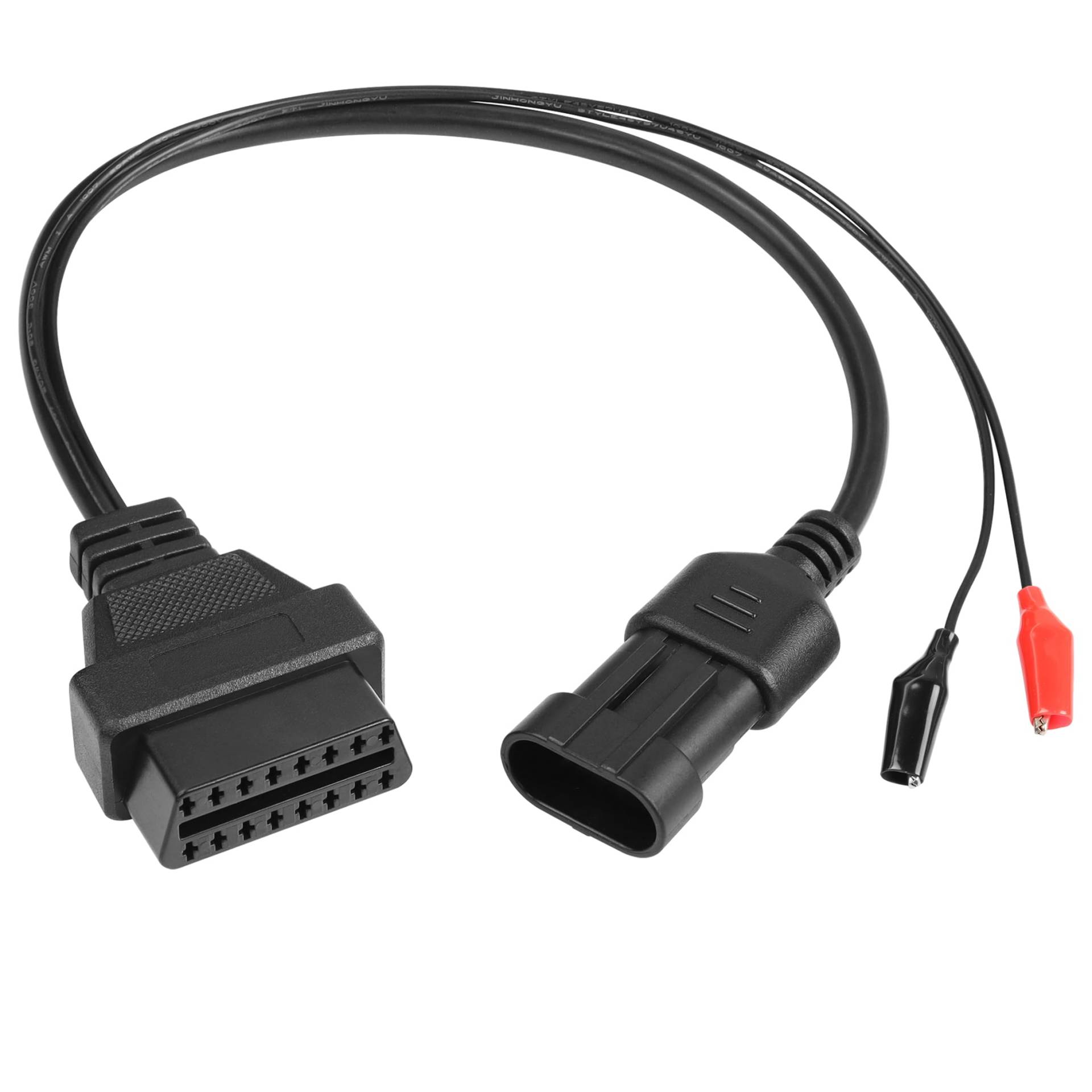 YACSEJAO 3-poliger auf 16-poliger OBD2-Adapter, Auto-Diagnose-Stecker, OBD, OBDII, 3-poliger Stecker auf 16-polige Buchse mit Krokodilklemme für Auto, Fiat, Alfa, Romeo, Lancia von YACSEJAO