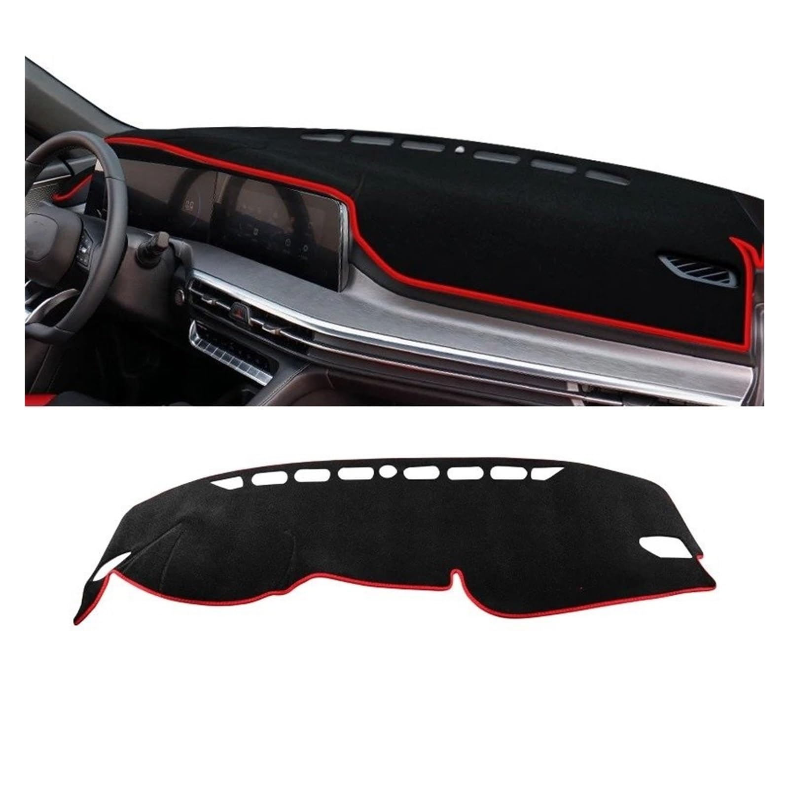 Armaturenbrettabdeckung Matte Für Changan CS35 Plus 2021 2022 2023 LHD Auto Dashboard Abdeckung Vermeiden Licht Pad Sonnenschutz Anti-Uv Teppiche Nicht-Slip Fall Matte(A Red Side) von YAKISA