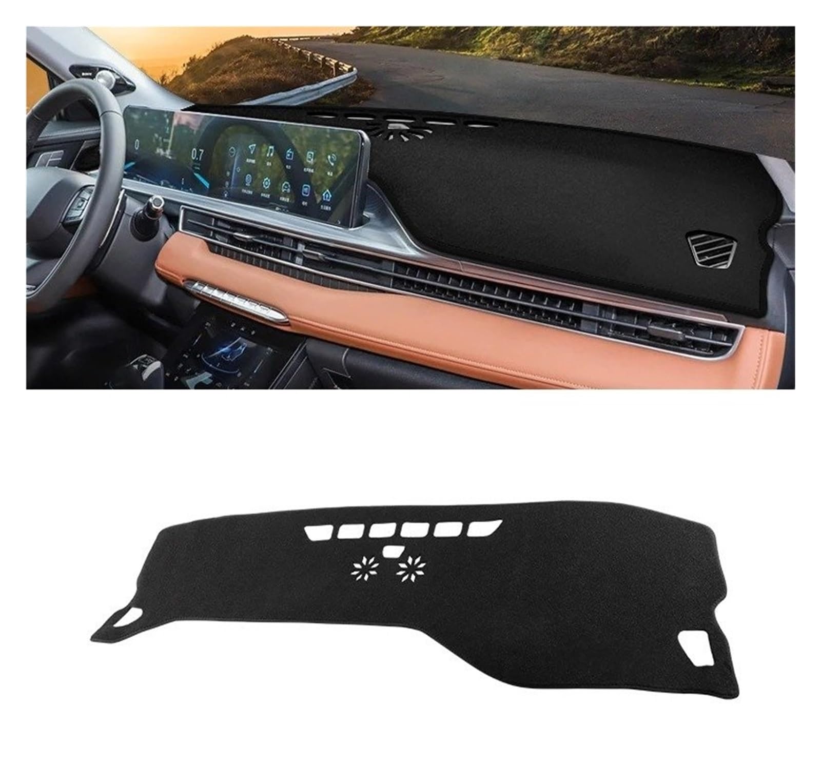 Armaturenbrettabdeckung Matte Für Chery Für Tiggo 7 Für Pro Für Max 2021-2023 LHD Auto Dashboard Abdeckung Sonnenschutz Vermeiden Licht Matte Pad Instrument Panel Teppiche(A Black Side) von YAKISA