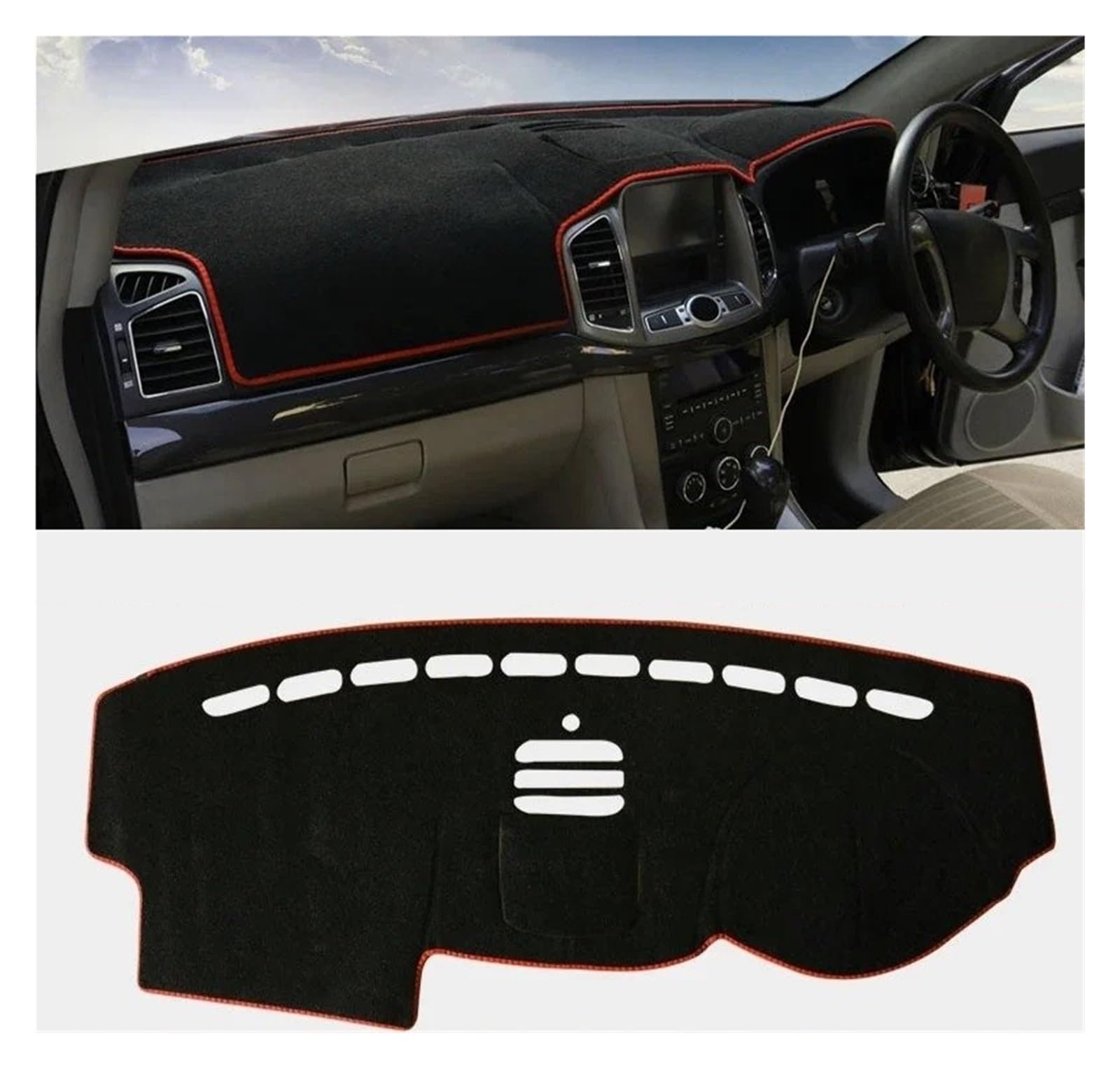 Armaturenbrettabdeckung Matte Für Chevrolet Für Captiva 2006-2019 Auto Dashboard Vermeiden Licht Pad Instrument Plattform Schreibtisch Abdeckung Matte Teppiche Trim(RHD Red Side) von YAKISA