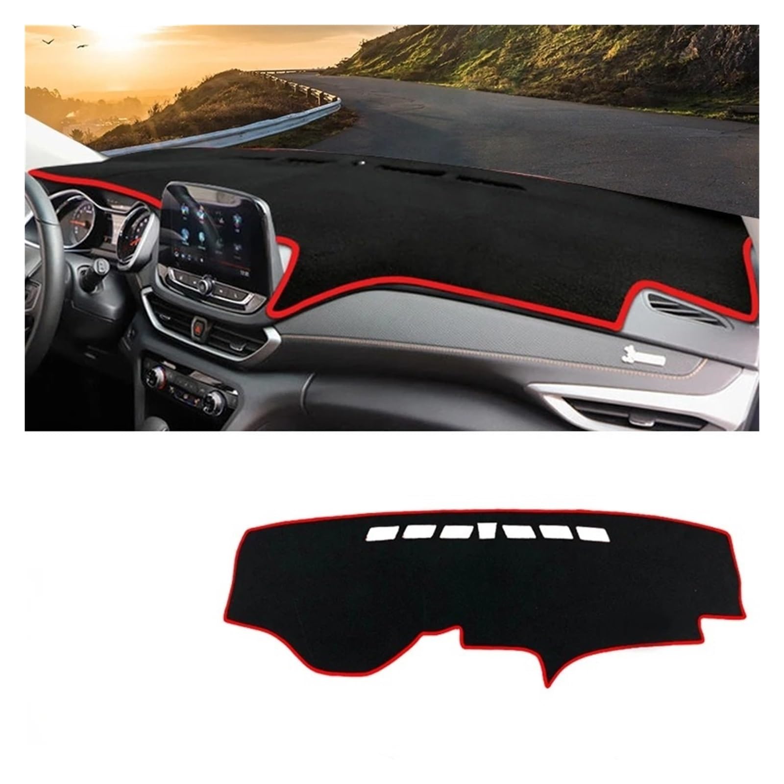 Armaturenbrettabdeckung Matte Für Chevrolet Für Orlando 2018 2019 2020 Auto Dashboard Abdeckung Instrument Schreibtisch Sonnenschutz Matte Non-Slip Pad Zubehör(Red Side) von YAKISA