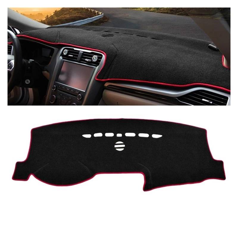 Armaturenbrettabdeckung Matte Für Ford Für Mondeo 5 MK5 Für Fusion 2013 2014 2015 2016 2017 2018 2019 Auto Dashboard Abdeckung Dash Matte Sonnenschutz Nicht-Slip Pad(A Red Side) von YAKISA