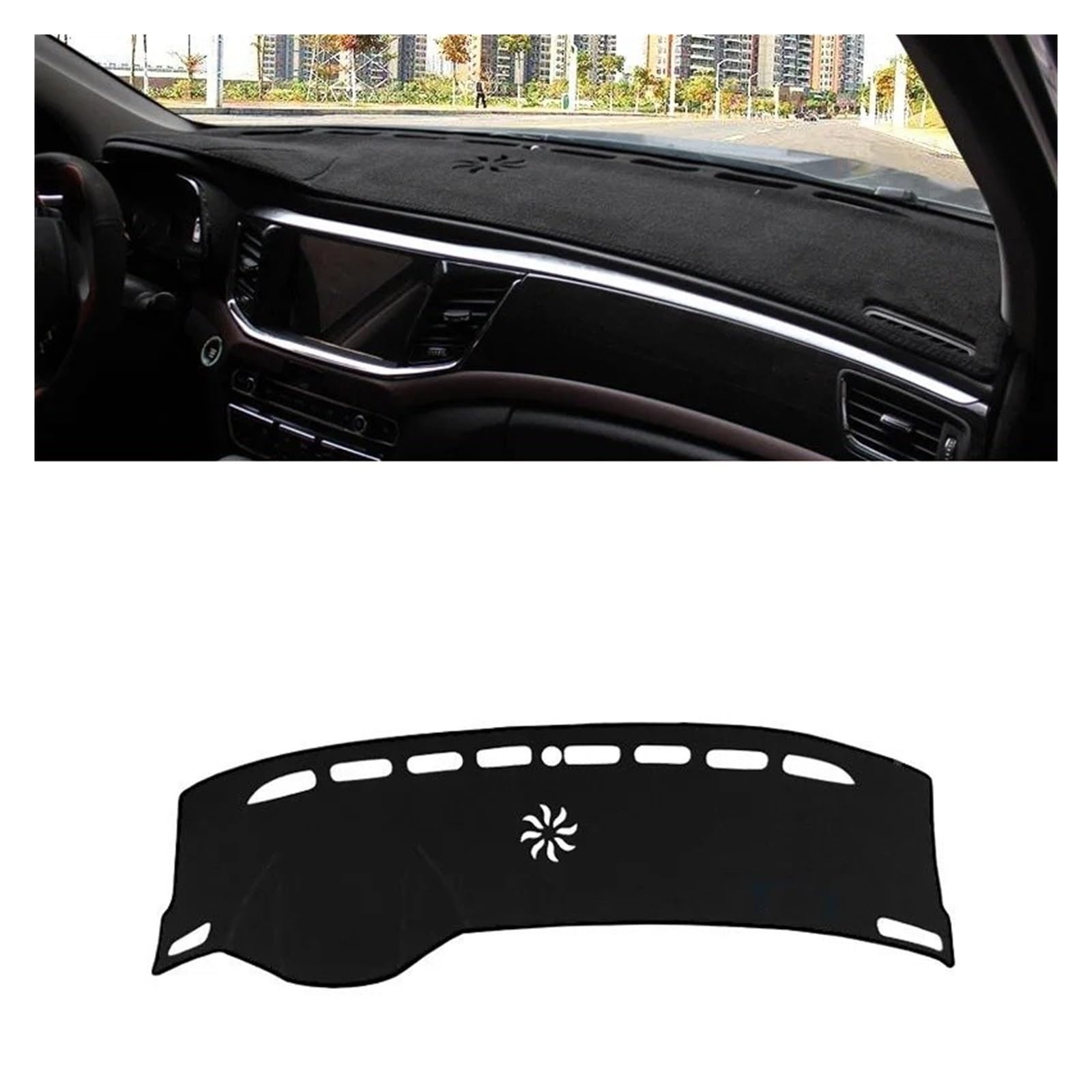 Armaturenbrettabdeckung Matte Für GAC Für Trumpchi GS8 2017 2018 2019 2020 2021 Auto Dashboard Cover Dash Matte Teppich Cape Sun Shade Dashmat Nicht-Slip(Black Side) von YAKISA