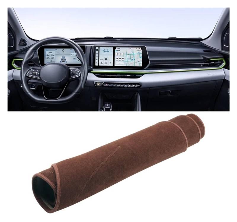 Armaturenbrettabdeckung Matte Für Geely Für Coolray 2022 2023 2024 Auto Dashboard Abdeckung Anti-Uv Nicht-Slip Matte Instrument Teppiche Dashmat Pad Zubehör(B Brown) von YAKISA