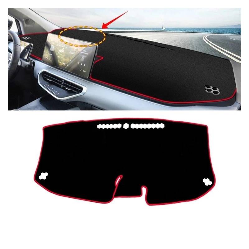 Armaturenbrettabdeckung Matte Für Geely Für Geometry C 2020 2021 2022 Auto Dashboard Matte Sonnenschutz Instrument Schreibtisch Nicht-Slip Abdeckung Zubehör(A Without HUD Red) von YAKISA