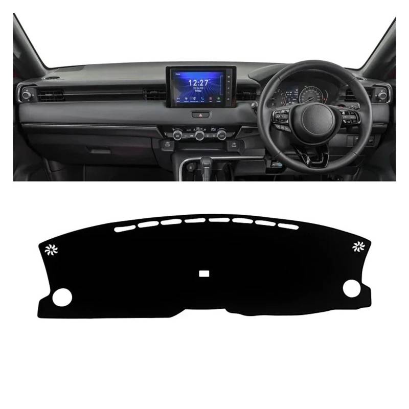 Armaturenbrettabdeckung Matte Für HR-V Für HRV Für Vezel 2021 2022 Auto Dashboard Abdeckung Dash Matte Sonnenschutz Instrument Panel Nicht-Slip Pad Zubehör(A Black Side RHD) von YAKISA