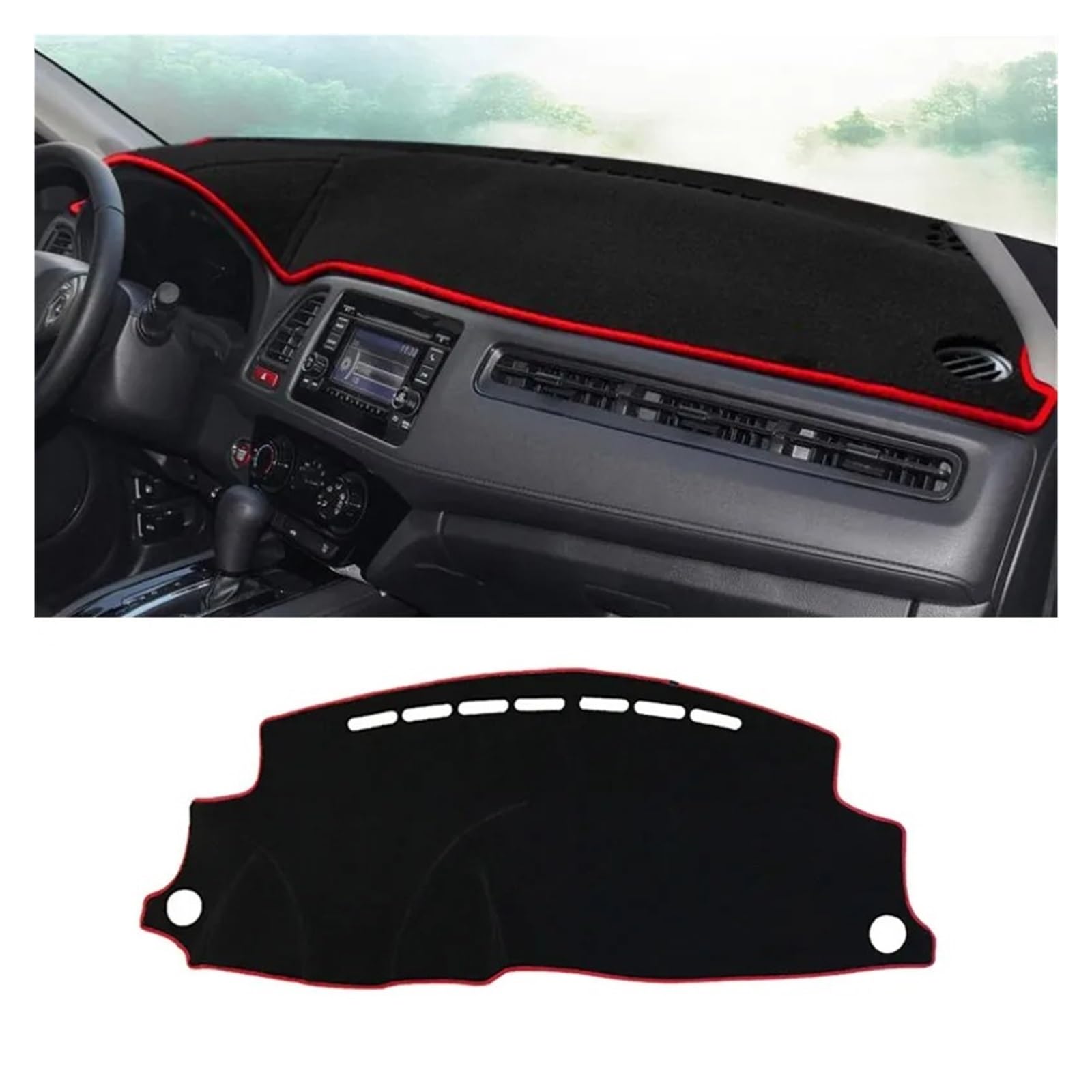 Armaturenbrettabdeckung Matte Für HRV Für HR-V 2015-2022 LHD Auto Dashboard Matte Abdeckung Anti-Slip Instrument Plattform Abdeckung Vermeiden Licht Pad Teppich Zubehör(Red Edge) von YAKISA