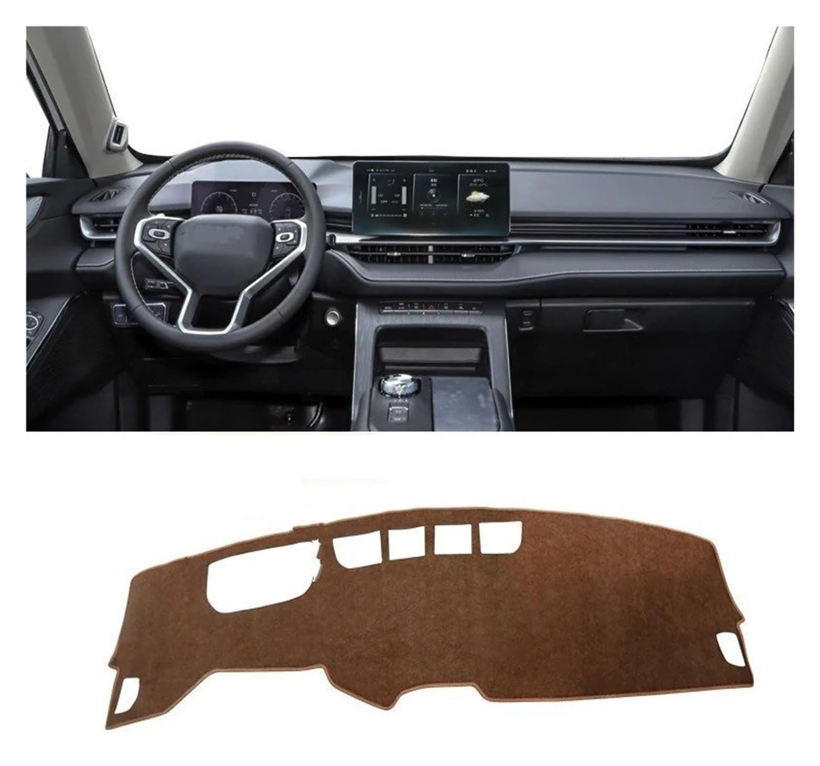 Armaturenbrettabdeckung Matte Für Haval H6 3rd Gen GT 2021 2022 2023 2024 Für PHEV Auto Dashboard Pad Instrument Plattform Schreibtisch Abdeckung Matte Anti-uv Teppich(B Brown LHD) von YAKISA