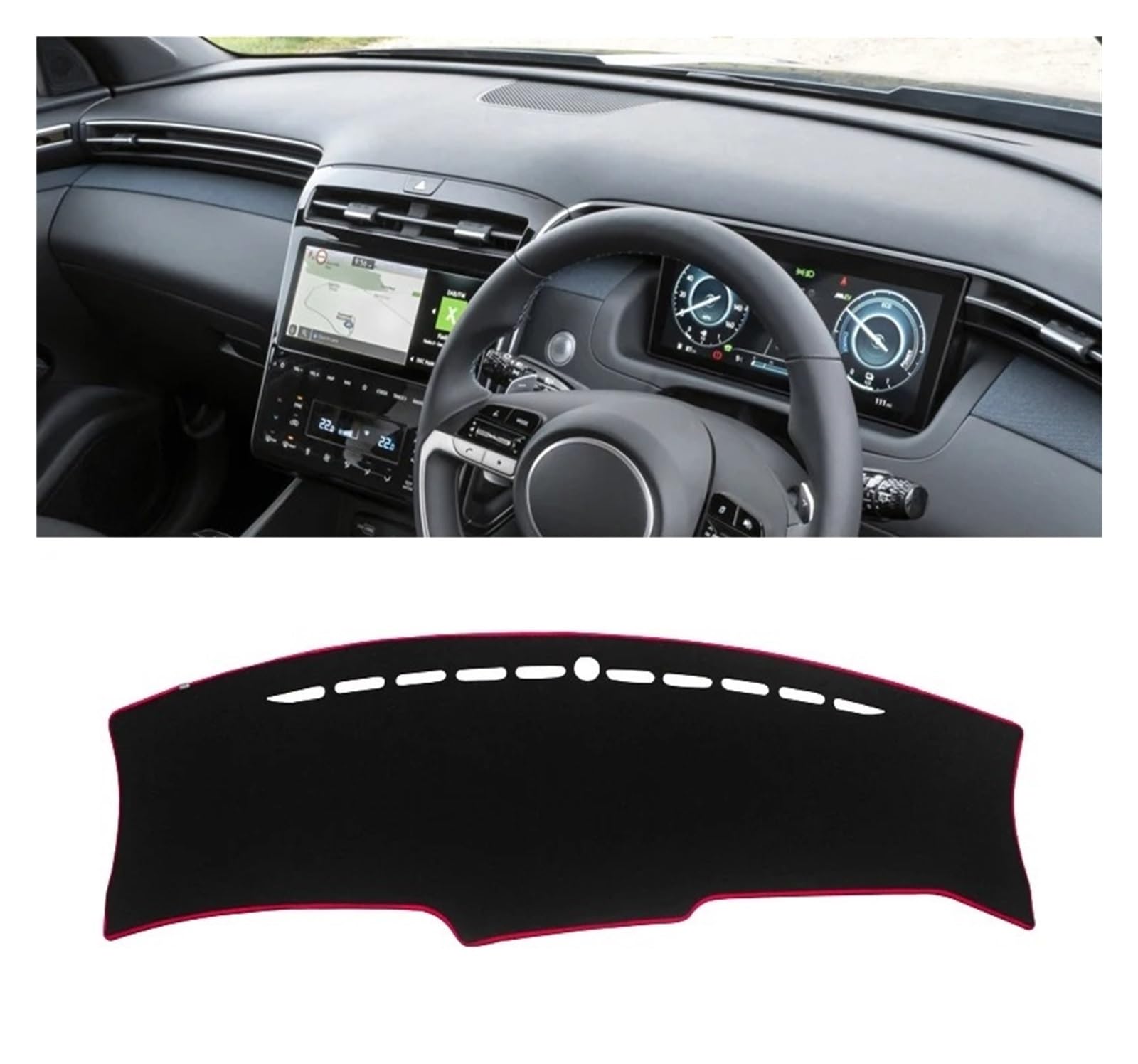 Armaturenbrettabdeckung Matte Für Hyundai Für Tucson NX4 2021 2022 2023 Auto Dashboard Abdeckung Matten Vermeiden Licht Pads Anti-Uv Fall Sonnenschutz Trim Teppiche(A Red Side RHD) von YAKISA