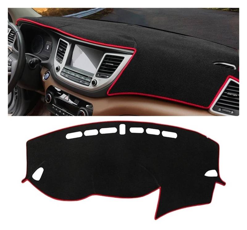 Armaturenbrettabdeckung Matte Für Hyundai Für Tucson TL 2015 2016 2017 2018 Auto Dashboard Abdeckung Vermeiden Licht Pad Instrument Panel Teppiche Anti-Uv Fall(A LHD Red Side) von YAKISA