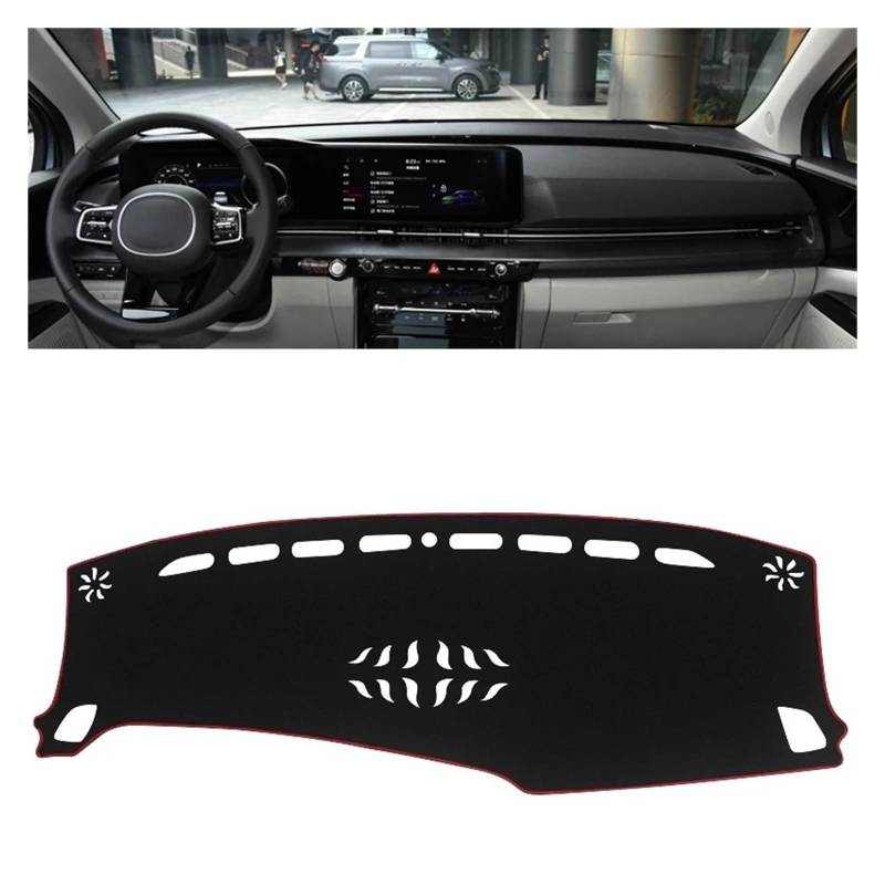 Armaturenbrettabdeckung Matte Für Kia Für Sedona Für Carnival KA4 2020 2021 2022 2023 2024 Auto Dashboard Abdeckung Dash Matte Sonnenschutz Nicht-Slip Pad Zubehör(A Red Side LHD) von YAKISA