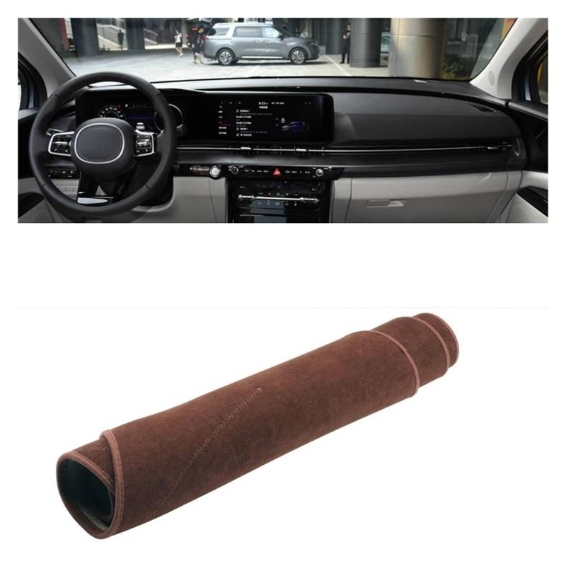 Armaturenbrettabdeckung Matte Für Kia Für Sedona Für Carnival KA4 2020 2021 2022 2023 2024 Auto Dashboard Abdeckung Dash Matte Sonnenschutz Nicht-Slip Pad Zubehör(B Brown LHD) von YAKISA