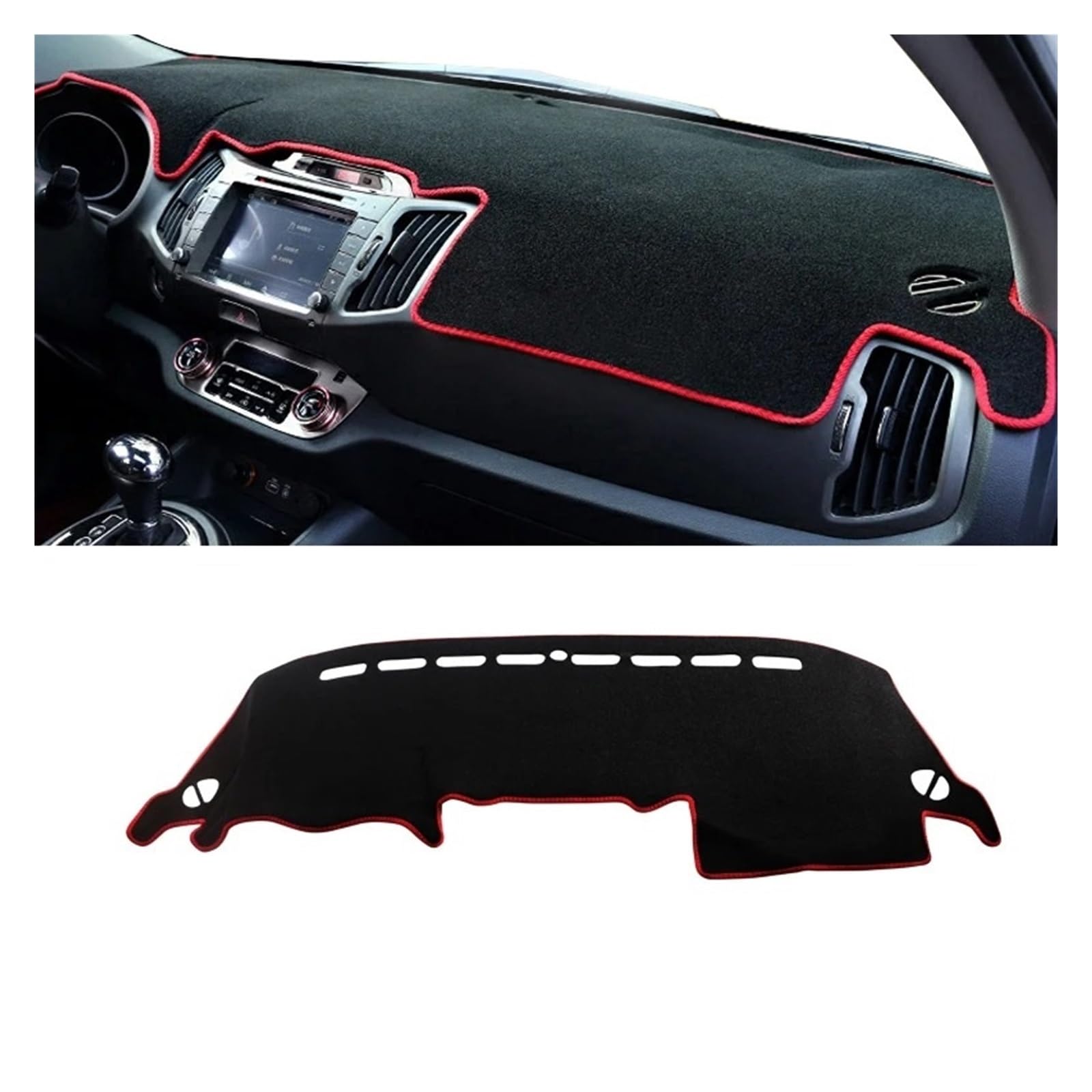 Armaturenbrettabdeckung Matte Für Kia Für Sportage R 3rd 2011 2012 2013 2014 2015 LHD Auto Dashboard Abdeckung Matten Vermeiden Licht Pads Anti-uv Fall Teppiche(A Red Side) von YAKISA