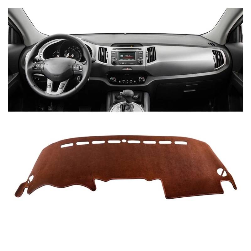 Armaturenbrettabdeckung Matte Für Kia Für Sportage R 3rd 2011 2012 2013 2014 2015 LHD Auto Dashboard Abdeckung Matten Vermeiden Licht Pads Anti-uv Fall Teppiche(B Brown) von YAKISA