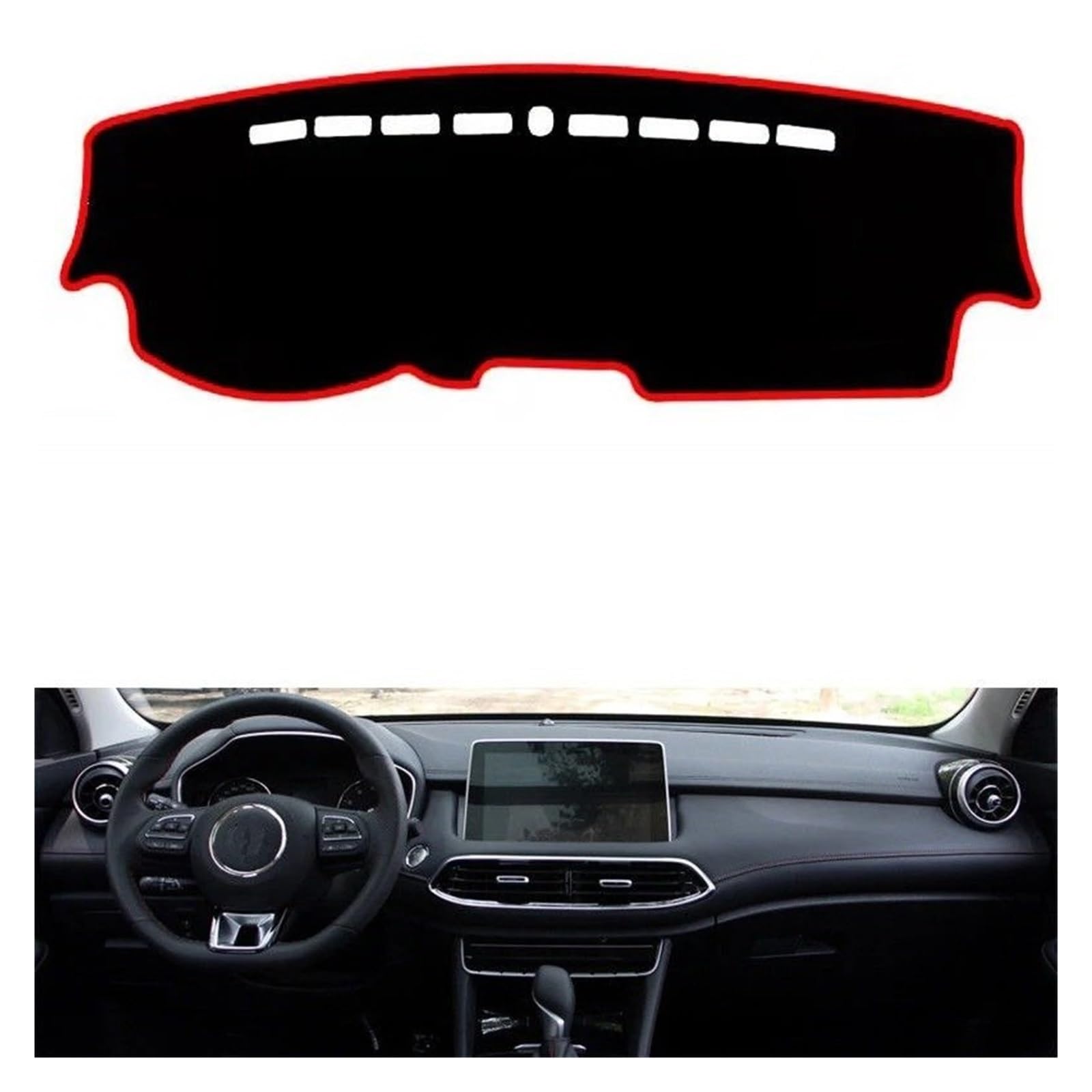 Armaturenbrettabdeckung Matte Für MG Für HS Für EHS Für PHEV 2018-2024 Auto Dashboard Abdeckung Dash Matte Sonnenschutz Instrument Schreibtisch Nicht-Slip Pad Zubehör(Red Left Side Driving) von YAKISA