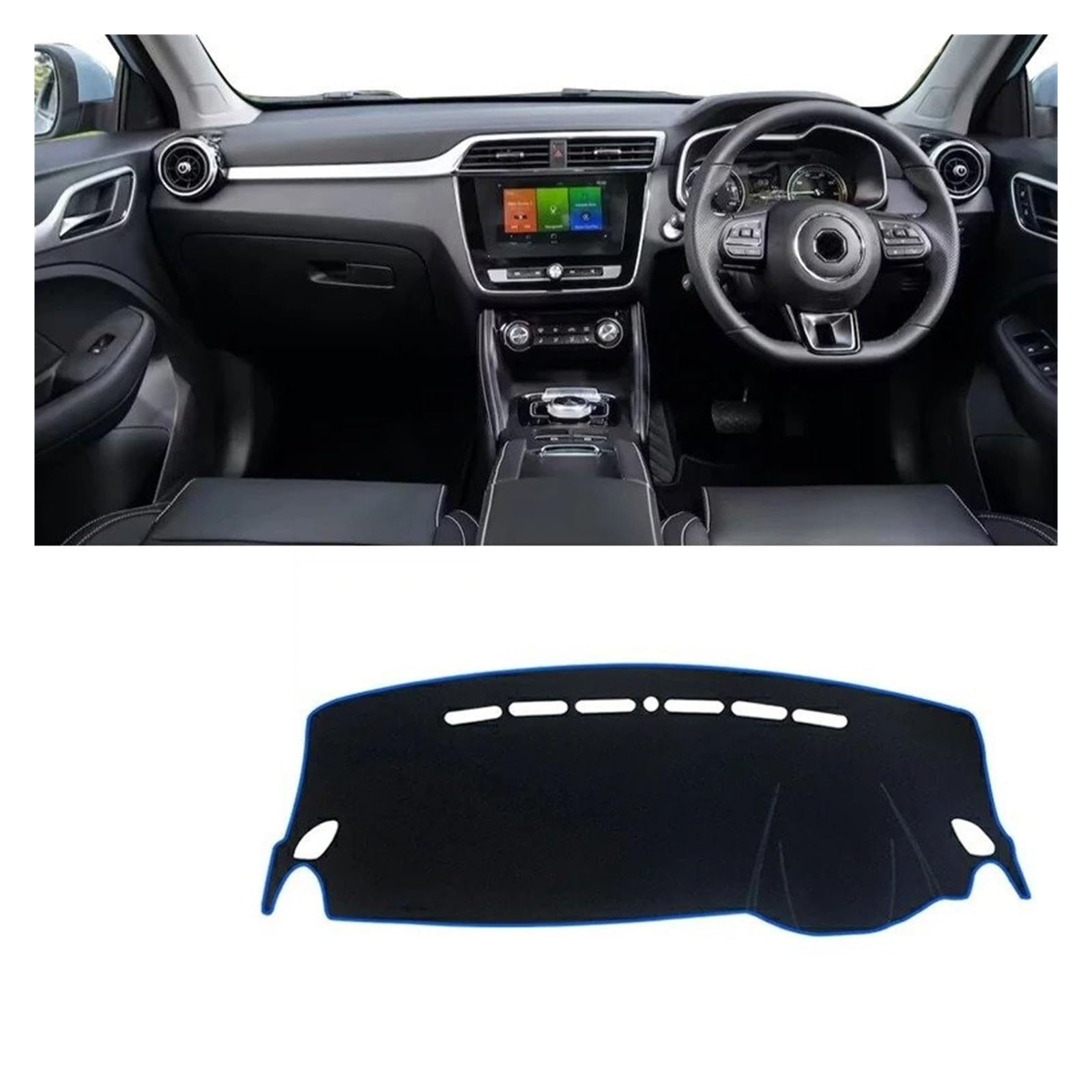 Armaturenbrettabdeckung Matte Für MG Für ZS Für EZS 2017 2018 2019 2020 2021 2022 Auto Dashboard Vermeiden Licht Pad Instrument Plattform Schreibtisch Abdeckung Matte Teppiche(A Blue Side RHD) von YAKISA