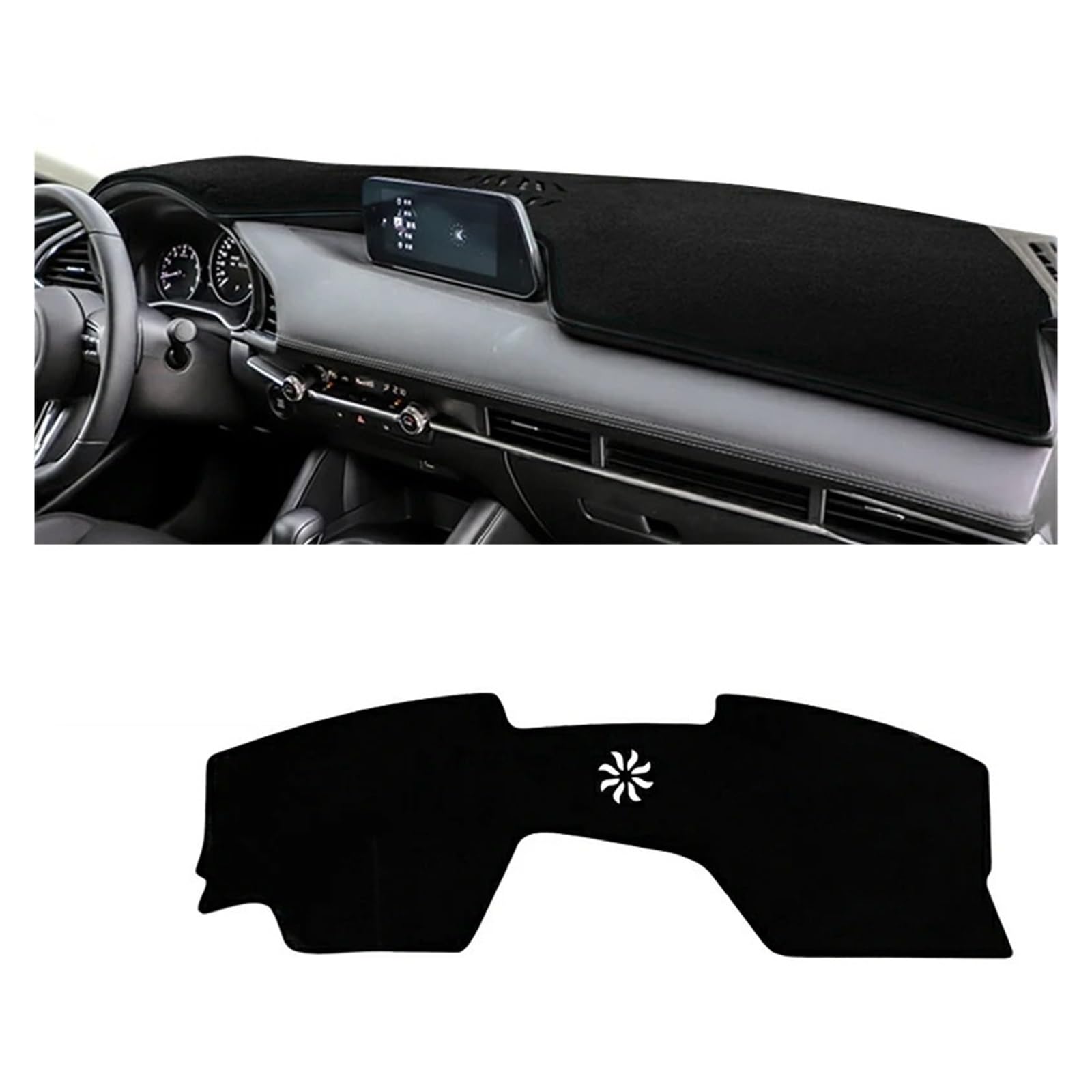 Armaturenbrettabdeckung Matte Für Mazda 3 BP Für Axela 2019 2020 2021 2022 2023 Auto Dashboard Abdeckung Sonnenschutz Matten Vermeiden Licht Pads Instrument Fall Teppiche(A Black Side) von YAKISA