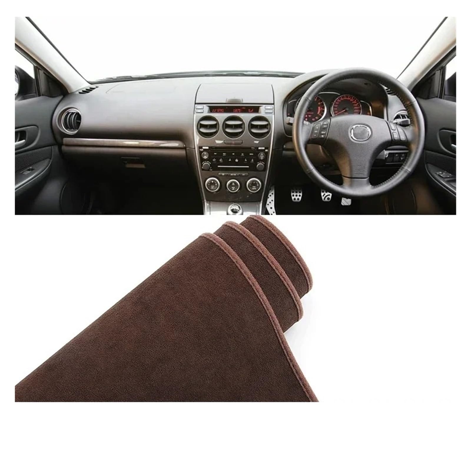 Armaturenbrettabdeckung Matte Für Mazda 6 GG 2002 2003 2004 2005 2006 2007 Auto Dashboard Abdeckung Dash Matte Sonnenschutz Anti-Uv Nicht-Slip Pad Zubehör(B RHD Brown) von YAKISA