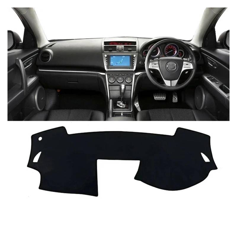 Armaturenbrettabdeckung Matte Für Mazda 6 GH Für Atenza 2008 2009 2010 2011 2012 Auto Dashboard Abdeckung Dash Matte Sonnenschutz Anti-Uv Nicht-Slip Pad Zubehör(A RHD Black Side) von YAKISA