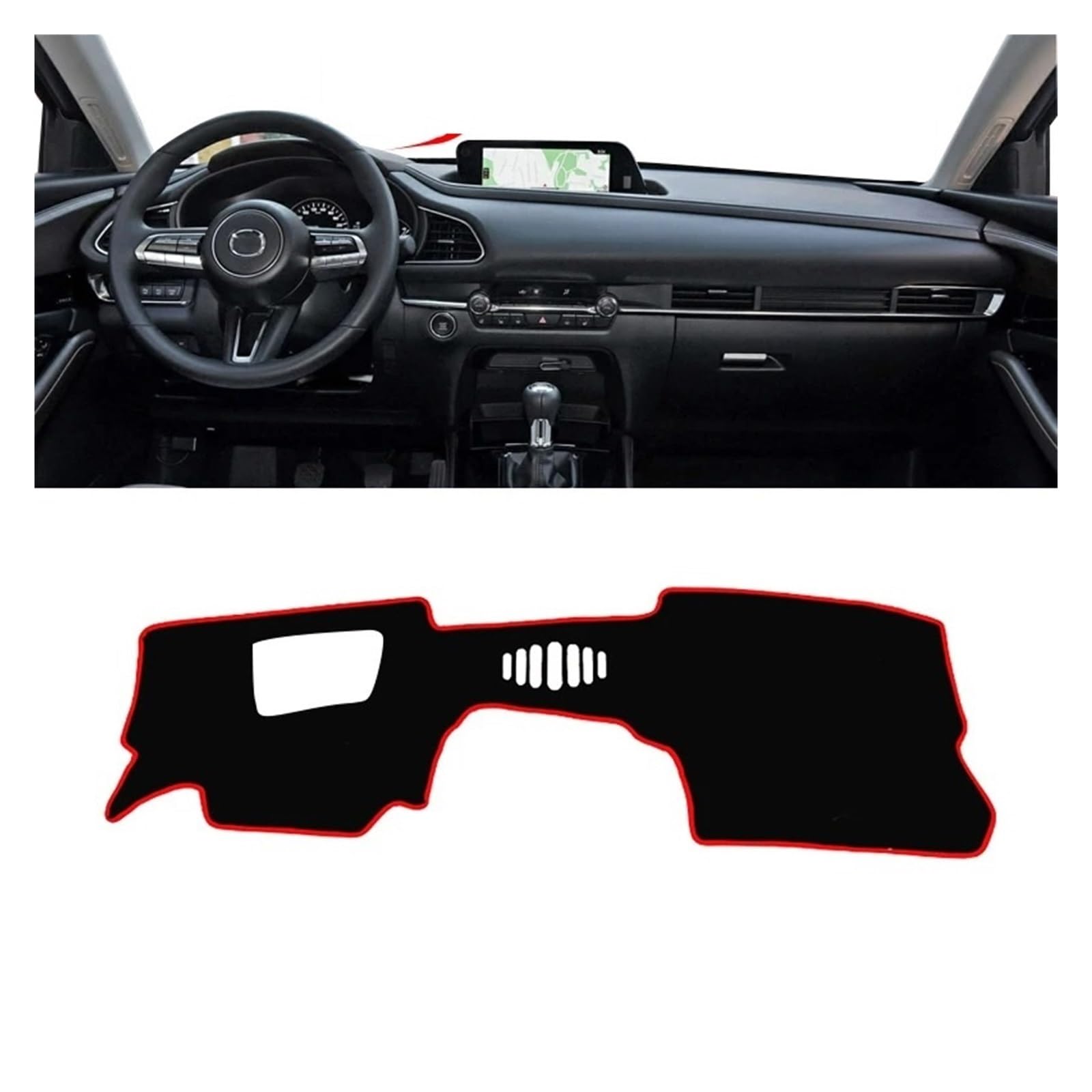 Armaturenbrettabdeckung Matte Für Mazda Für CX-30 CX30 DM 2019 2020 2021 2022 2023 Auto Dashboard Abdeckung Dash Matte Sonnenschutz Anti-Uv Nicht-Slip Pad Zubehör(A LHD with HUD Red) von YAKISA