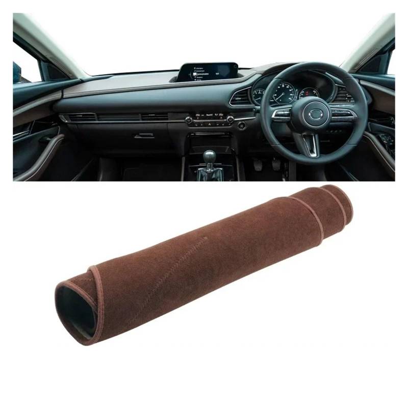 Armaturenbrettabdeckung Matte Für Mazda Für CX-30 CX30 DM 2019 2020 2021 2022 2023 Auto Dashboard Abdeckung Dash Matte Sonnenschutz Anti-Uv Nicht-Slip Pad Zubehör(B RHD NO HUD Brown) von YAKISA