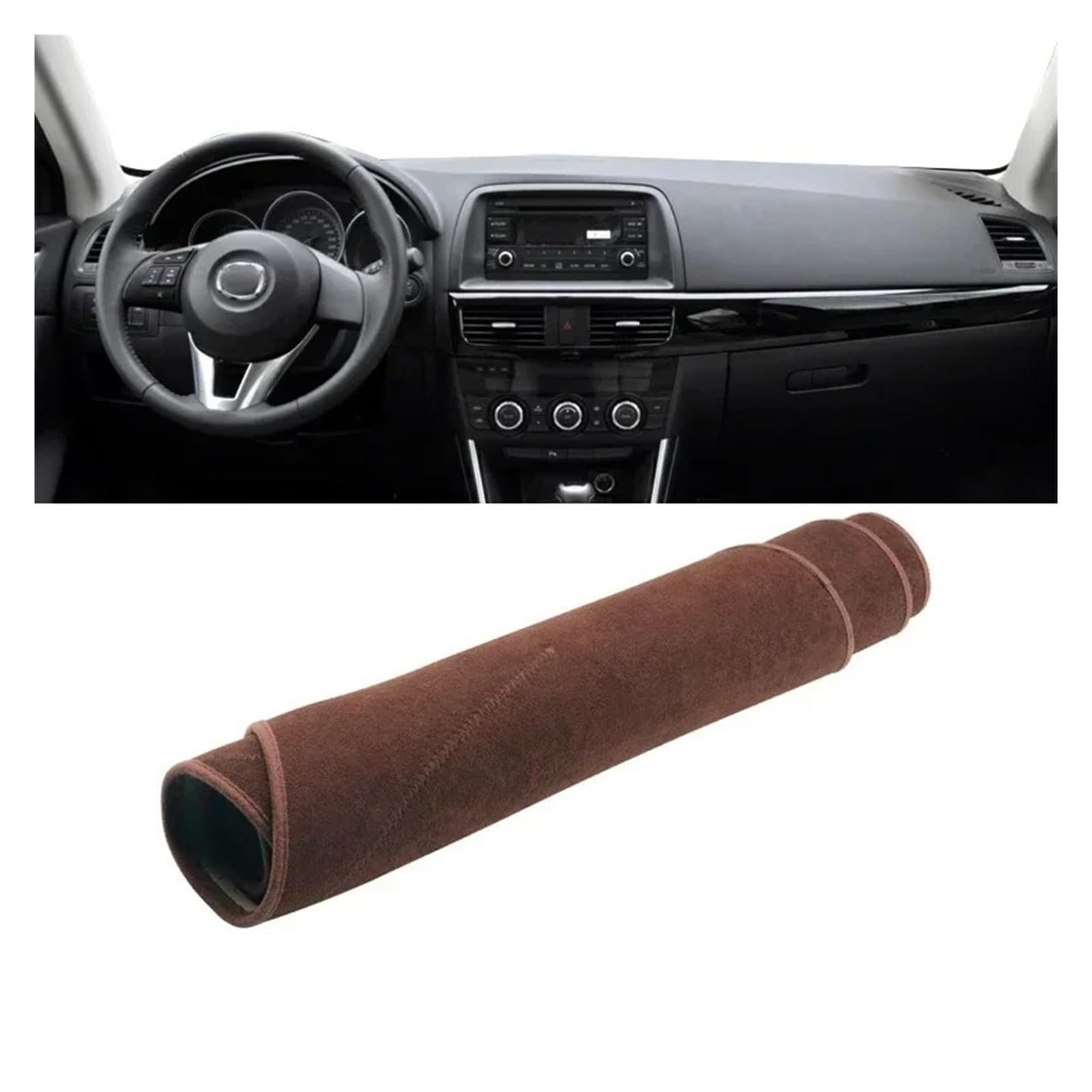 Armaturenbrettabdeckung Matte Für Mazda Für CX-5 CX5 KE 2012 2013 2014 2015 2016 Auto Dashboard Abdeckung Dash Matte Sonnenschutz Anti-Uv Nicht-Slip Pad Zubehör(B LHD Brown) von YAKISA