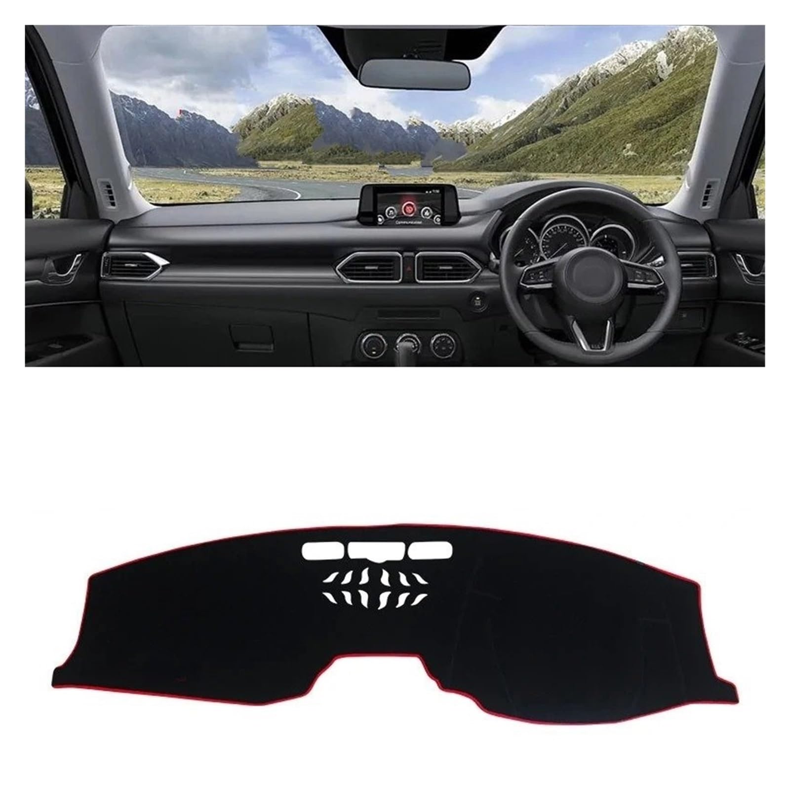 Armaturenbrettabdeckung Matte Für Mazda Für CX-5 CX5 KF 2017 2018 2019 2020 2021 2022 2023 Auto Dashboard Abdeckung Dash Matte Sonnenschutz Nicht-Slip Pad Zubehör(RHD Red) von YAKISA