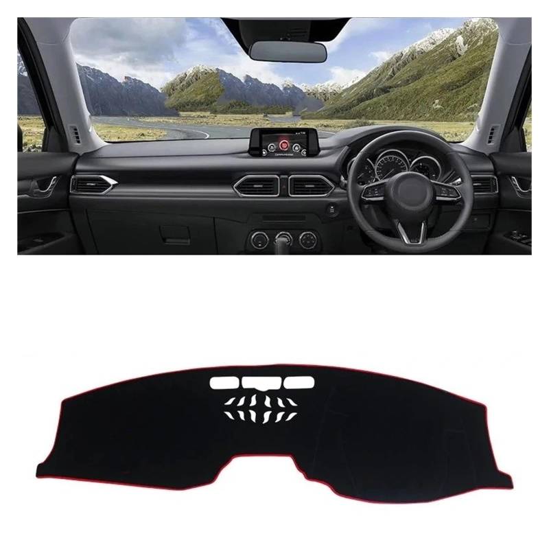 Armaturenbrettabdeckung Matte Für Mazda Für CX-5 CX5 KF 2017 2018 2019 2020 2021 2022 2023 Auto Dashboard Abdeckung Dash Matte Sonnenschutz Nicht-Slip Pad Zubehör(RHD Red) von YAKISA