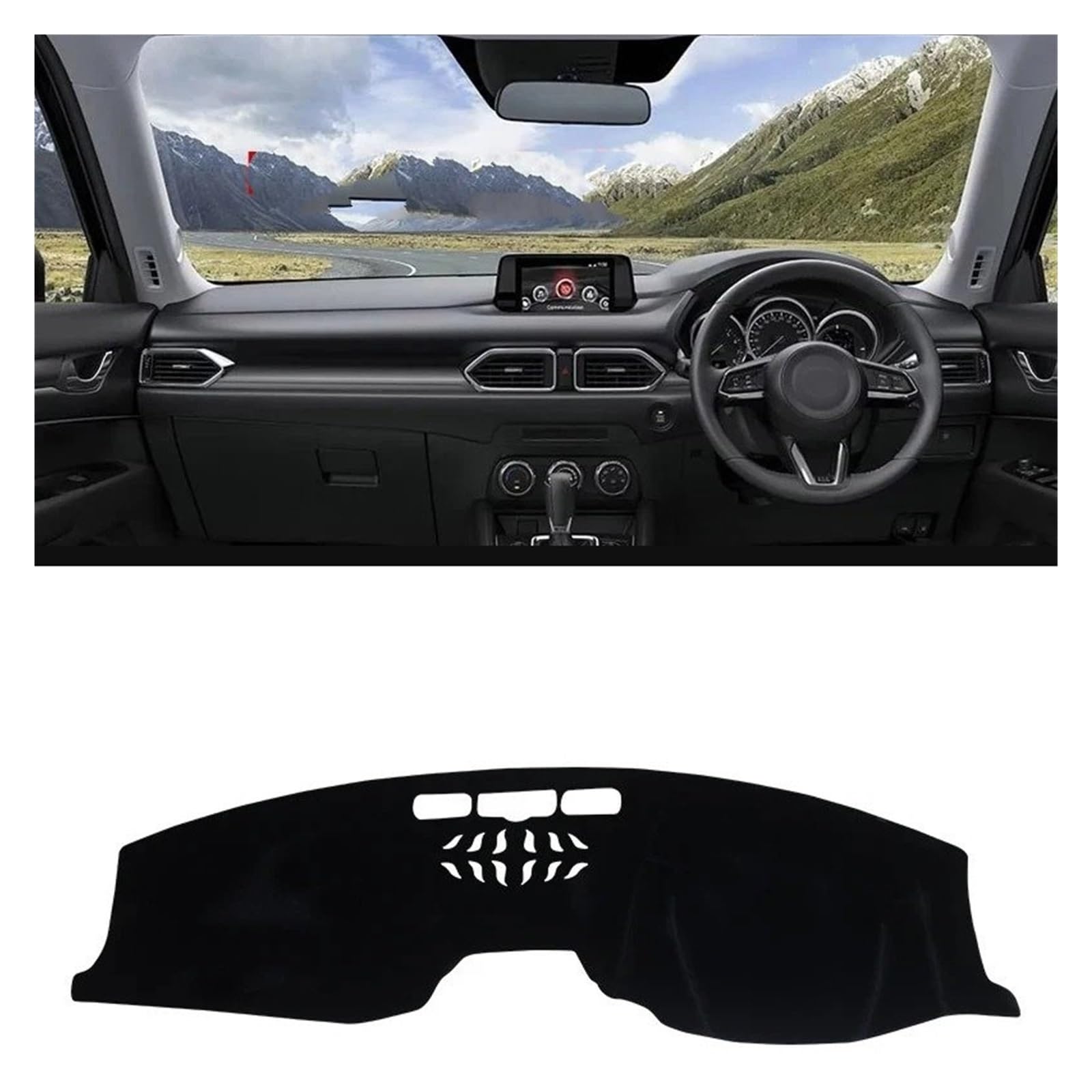 Armaturenbrettabdeckung Matte Für Mazda Für CX-5 CX5 KF 2017-2023 Auto Dashboard Sonnenschutz Abdeckung Instrument Schreibtisch Nicht-Slip Matte Zubehör(RHD Black) von YAKISA