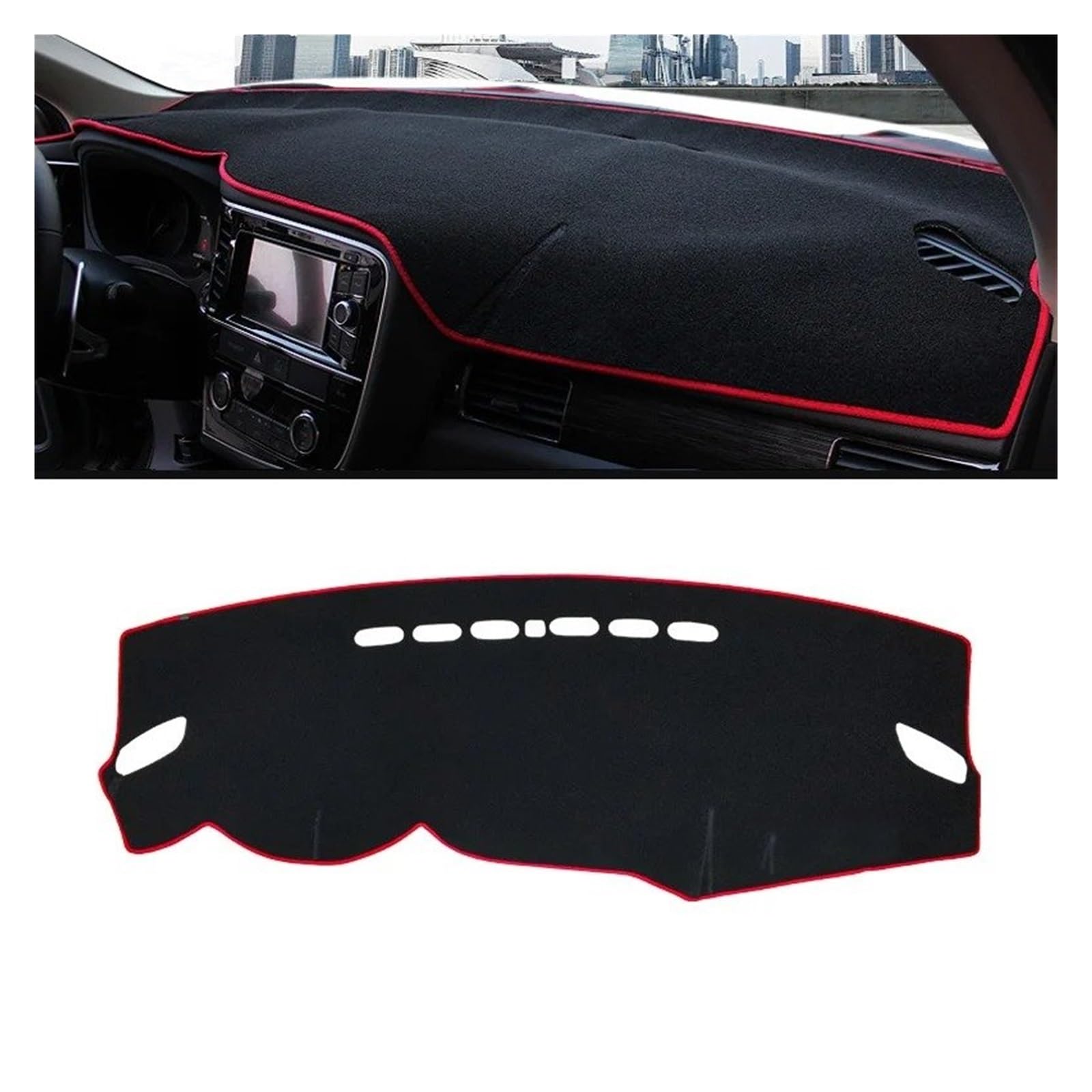 Armaturenbrettabdeckung Matte Für Mitsubishi Für Outlander 3 2013 2014 2015 2016 2017 2018 2019 2020 2021 Auto Dashboard Matte Sonnenschutz Nicht-Slip Abdeckung(LHD Red Side) von YAKISA