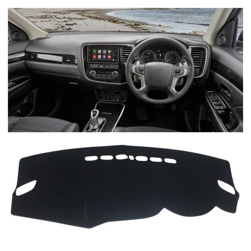 Armaturenbrettabdeckung Matte Für Mitsubishi Für Outlander 3 2013 2014 2015 2016 2017 2018 2019 2020 2021 Auto Dashboard Matte Sonnenschutz Nicht-Slip Abdeckung(RHD Black Side) von YAKISA