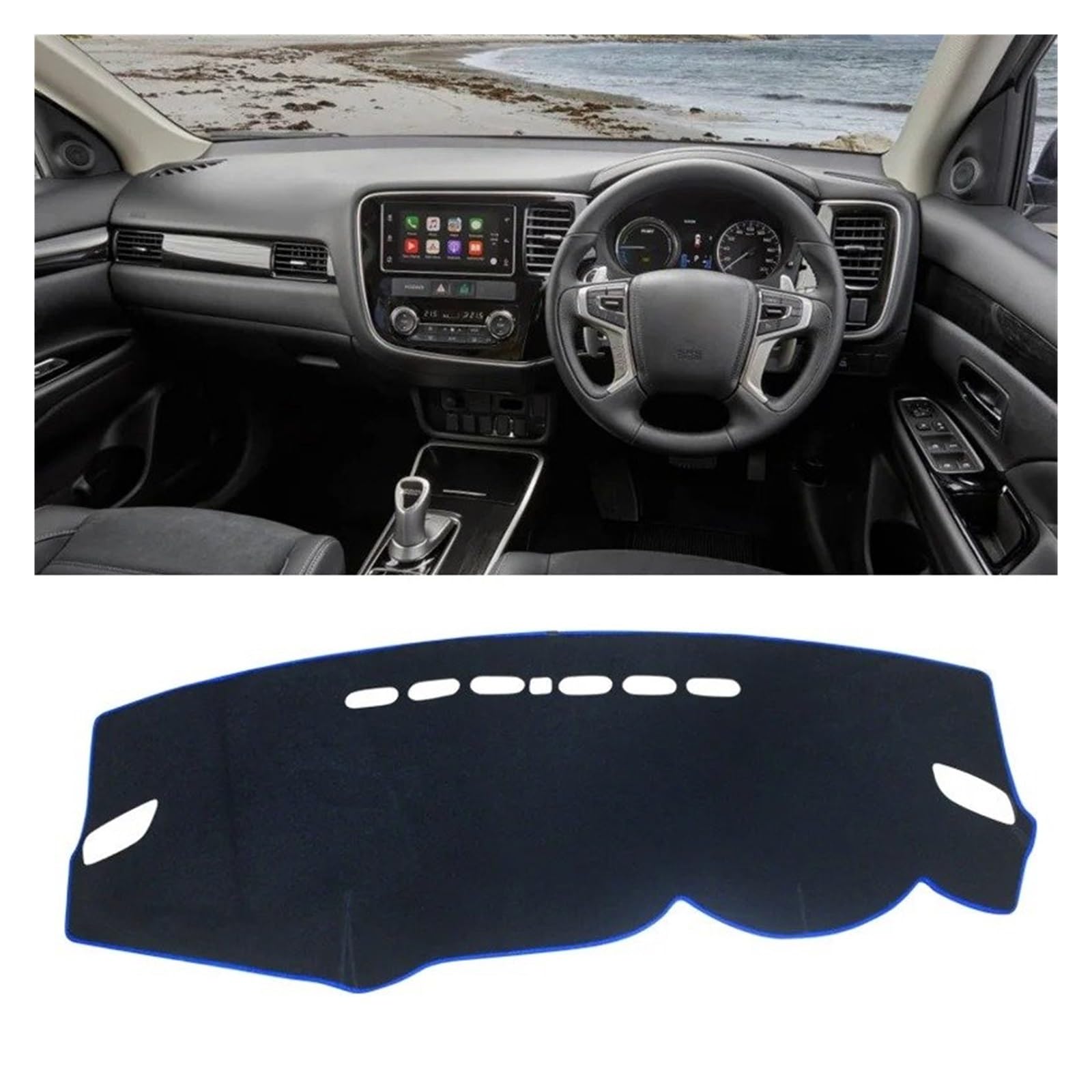 Armaturenbrettabdeckung Matte Für Mitsubishi Für Outlander 3 2013 2014 2015 2016 2017 2018 2019 2020 2021 Auto Dashboard Matte Sonnenschutz Nicht-Slip Abdeckung(RHD Blue Side) von YAKISA