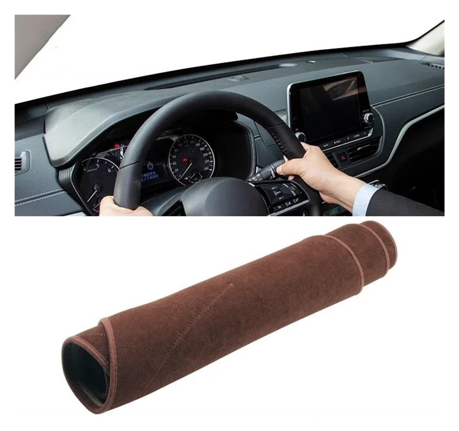 Armaturenbrettabdeckung Matte Für Nissan Für Altima L34 2019-2023 Auto Dashboard Abdeckung Vermeiden Licht Pad Sonnenschutz Fall Anti-Uv Teppiche Nicht-Slip Matte(Brown No HUD) von YAKISA