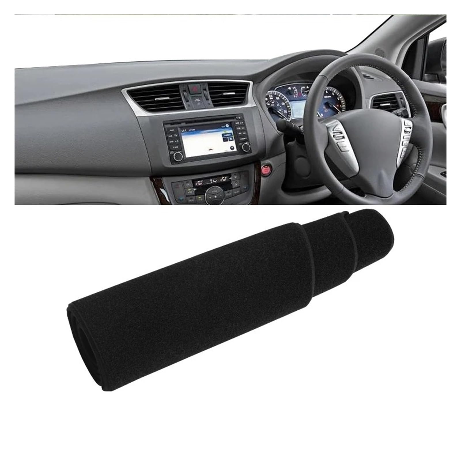 Armaturenbrettabdeckung Matte Für Nissan Für Sentra B17 Für Sylphy 2013 2014 2015 2016 2017 2018 2019 Auto Dashboard Abdeckung Dash Matte Sonnenschutz Nicht-Slip Pad(RHD Black Side) von YAKISA