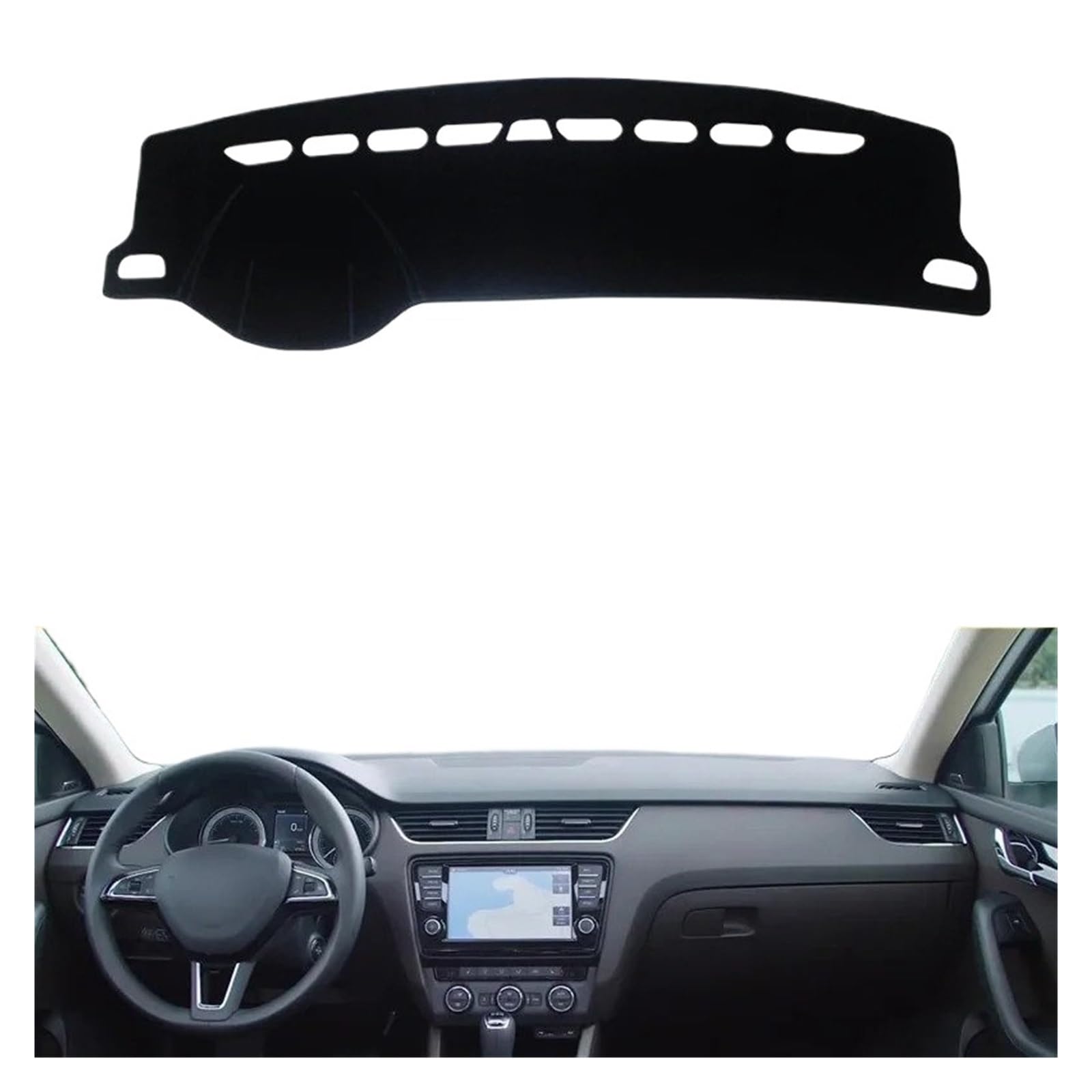 Armaturenbrettabdeckung Matte Für Skoda Für Octavia Für A7 2015-2019 Auto Dashboard Abdeckung Matte Sonnenschutz Pad Instrument Panel Teppiche Anti-uv Zubehör(LHD Black Side) von YAKISA