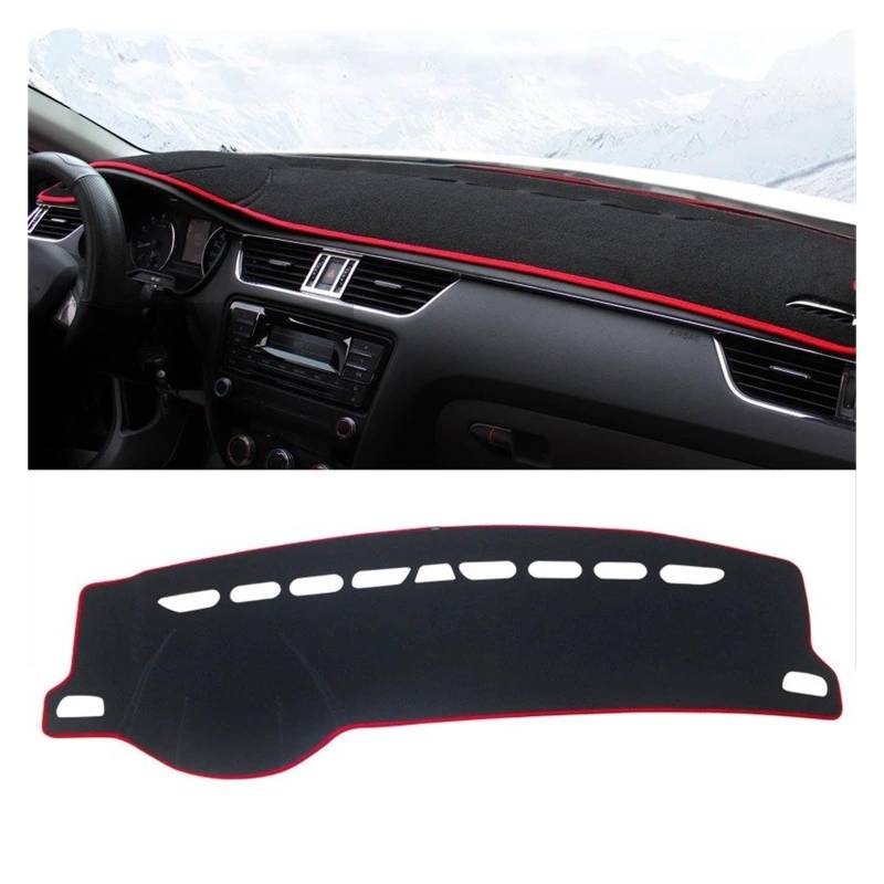 Armaturenbrettabdeckung Matte Für Skoda Für Octavia Für A7 MK3 5E 2015 2016 2017 2018 2019 2020 Auto Dashboard Abdeckung Dash Matte Sonnenschutz Pad Zubehör(LHD Red Side) von YAKISA