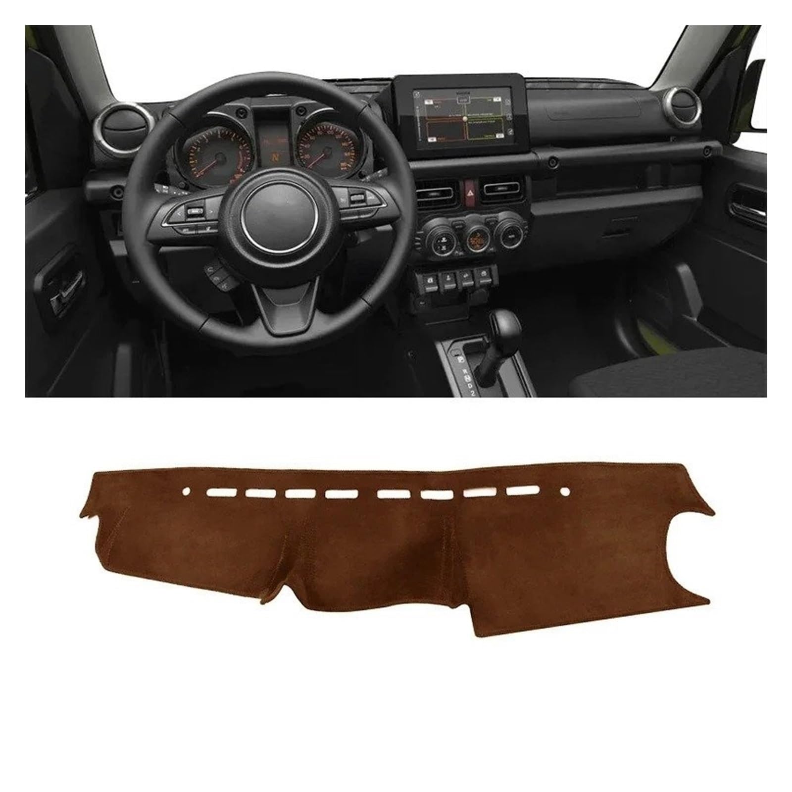 Armaturenbrettabdeckung Matte Für Suzuki Für Jimny JB64 JB74 2019-2023 Auto Dashboard Abdeckung Vermeiden Licht Pad Sonnenschutz Anti-Uv Teppiche Nicht-rutsch Matten(LHD Brown) von YAKISA