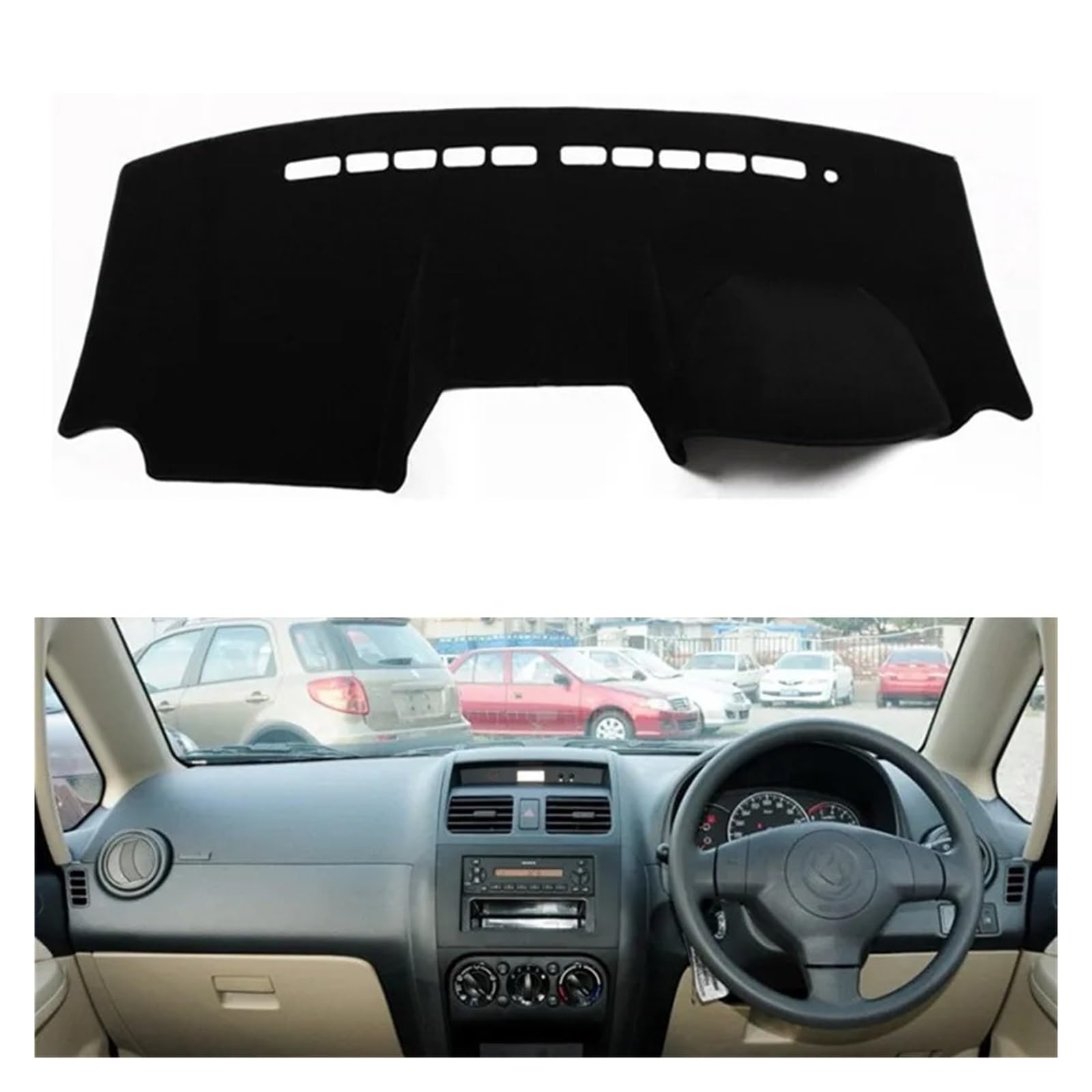 Armaturenbrettabdeckung Matte Für Suzuki SX4 2006-2016 Dashmat Dashboard Abdeckung Matte Teppich Instrument Sonnenschutzdach Schützen Teppich Auto Zubehör(RHD Without Storage) von YAKISA