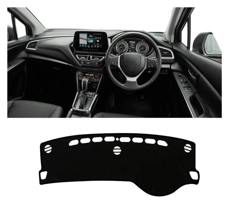 Armaturenbrettabdeckung Matte Für Suzuki SX4 Für S-Kreuz 2013-2020 Auto Dashboard Matte Vermeiden Licht Sonnenschutz Pad Abdeckung Anti-uv Teppiche(A RHD Black Side) von YAKISA