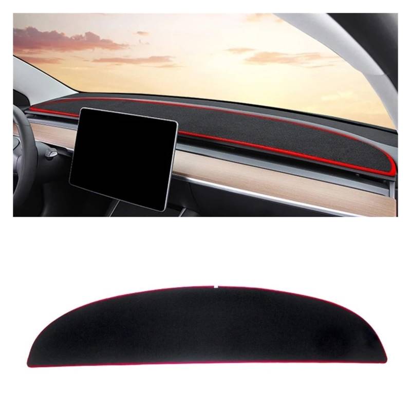 Armaturenbrettabdeckung Matte Für Tesla Für Modell 3 Y 2017 2018 2019 2020 2021 2022 2023 2024 Auto Dashboard Abdeckung Dash Matte Sonnenschutz Nicht-Slip Pad(A Red Side) von YAKISA