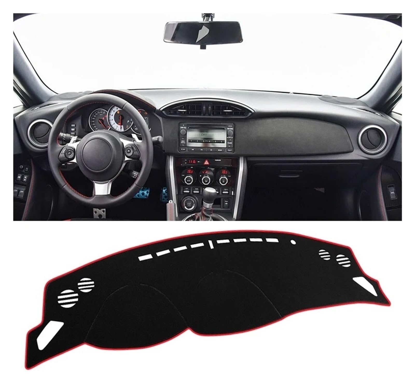 Armaturenbrettabdeckung Matte Für Toyota 86 GT86 2012 2013 2014 2015 2016 2017 2018 2019 2020 Auto Dashboard Abdeckung Dash Matte Sonnenschutz Nicht-Slip Pad(A Red Side LHD) von YAKISA