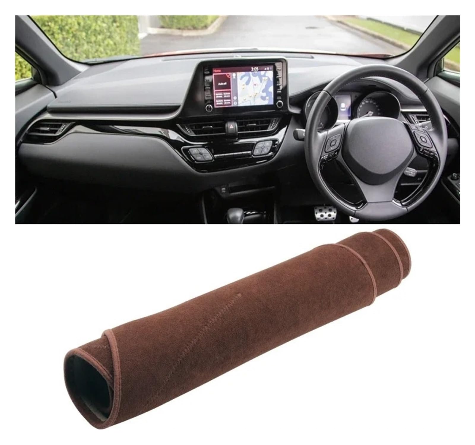 Armaturenbrettabdeckung Matte Für Toyota Für C-HR Für CHR C HR 2016-2023 Auto Dashboard Abdeckung Vermeiden Licht Pad Sonnenschutz Anti-Uv Teppiche Matte(B Brown RHD) von YAKISA