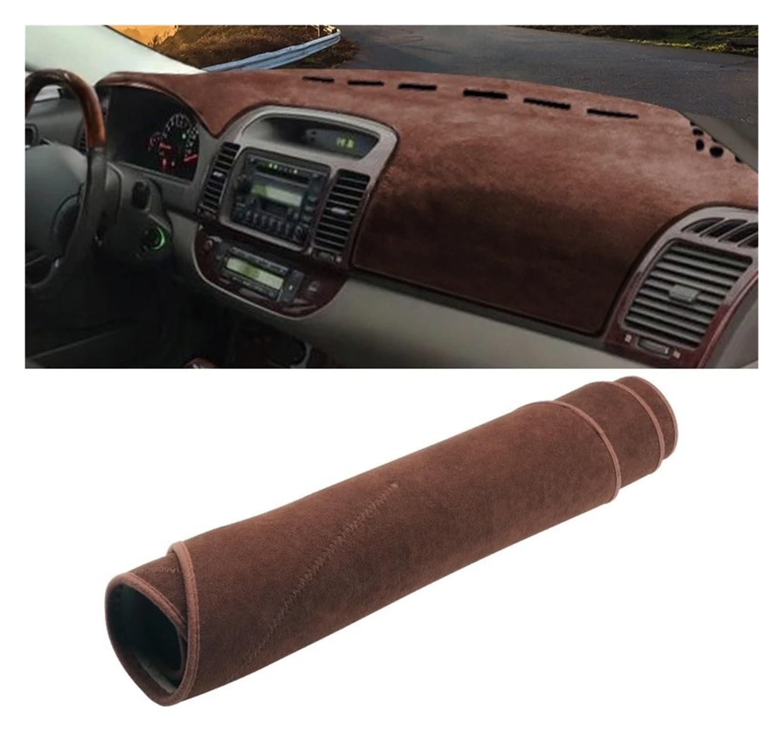 Armaturenbrettabdeckung Matte Für Toyota Für Camry XV30 2002-2006 Auto Dashboard Abdeckung Vermeiden Licht Pads Instrument Panel Anti-Uv-Schutz Teppiche(LHD Brown) von YAKISA