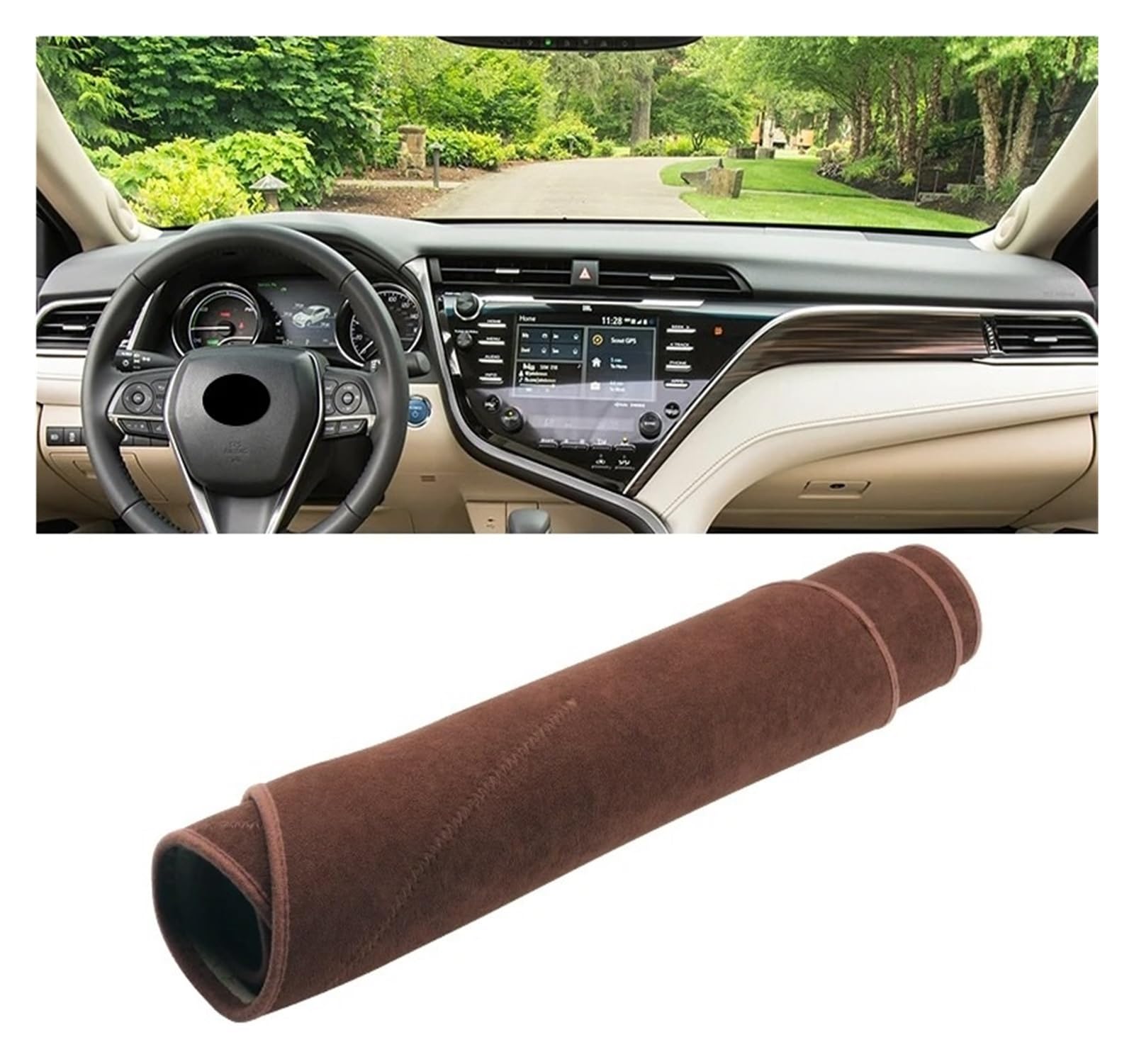 Armaturenbrettabdeckung Matte Für Toyota Für Camry XV70 2018 2019 2020 2021 2022 2023 2024 Auto Dashboard Abdeckung Dash Matte Sonnenschutz Pad Zubehör(B LHD Brown) von YAKISA