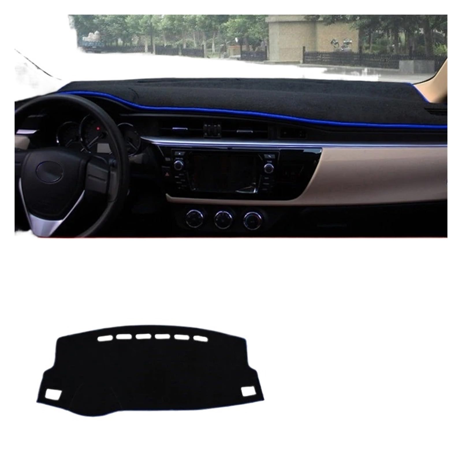 Armaturenbrettabdeckung Matte Für Toyota Für Corolla 2007-2018 LHD Auto Dashboard Abdeckung Vermeiden Licht Pads Anti-Uv Matten Zubehör(14-18 Front Blue) von YAKISA