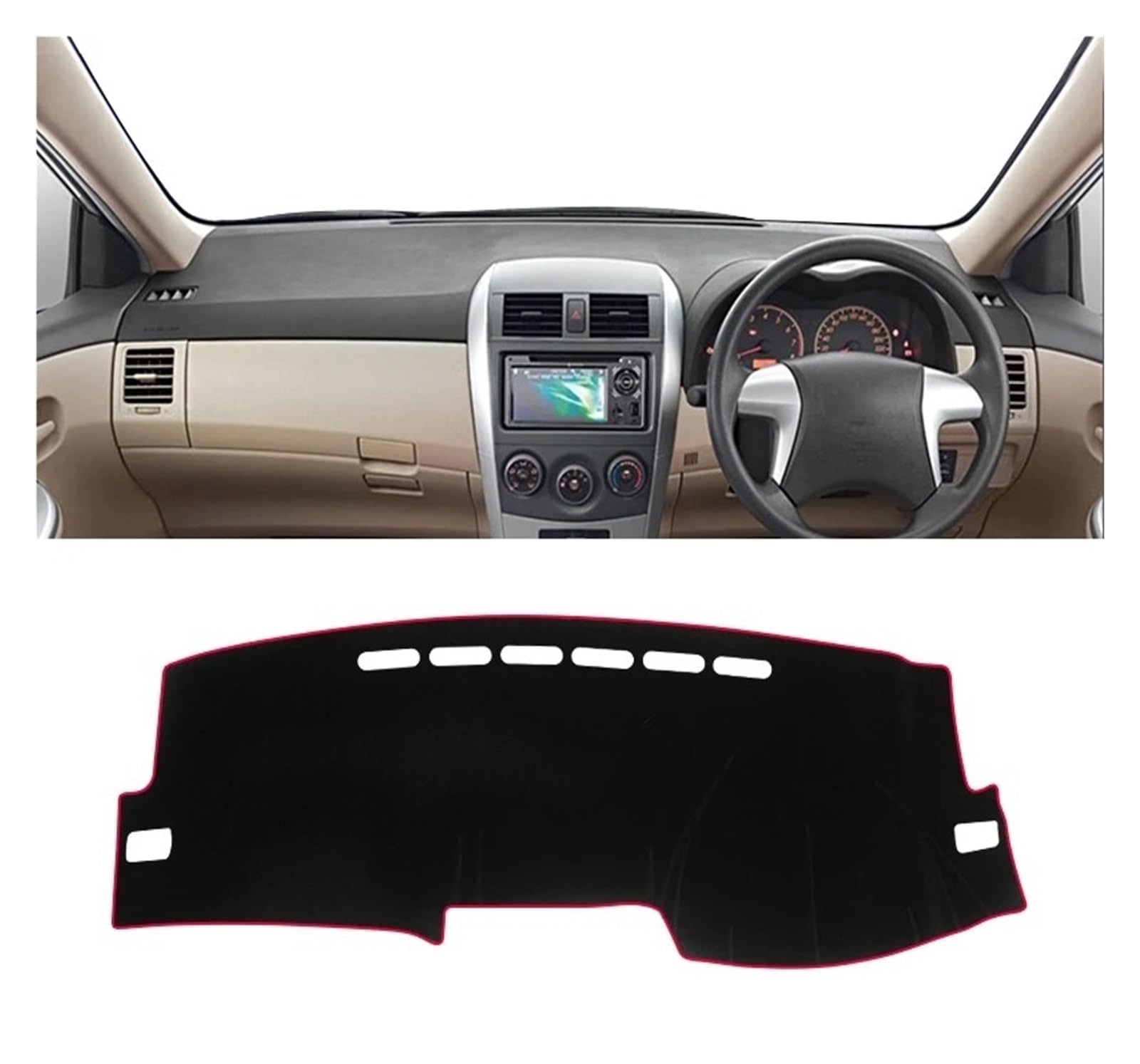 Armaturenbrettabdeckung Matte Für Toyota Für Corolla X Für Axio Für Fielder 2007-2011 Auto Dashboard Abdeckung Matte Dash Board Sonnenschutz Pad Teppiche Zubehör(A RHD Red Side) von YAKISA